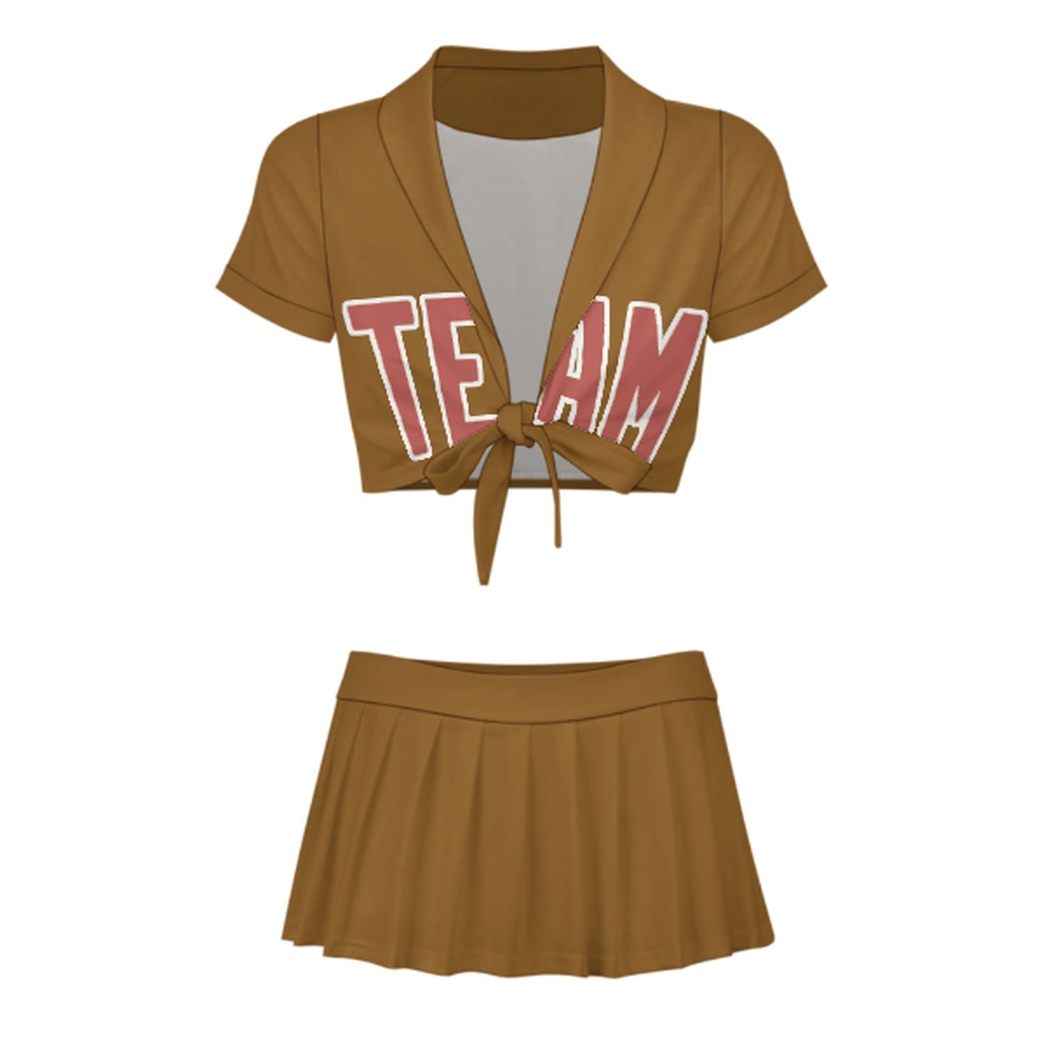 Maßgeschneidertes Khaki Kupferrose Cheerleader Outfit Set