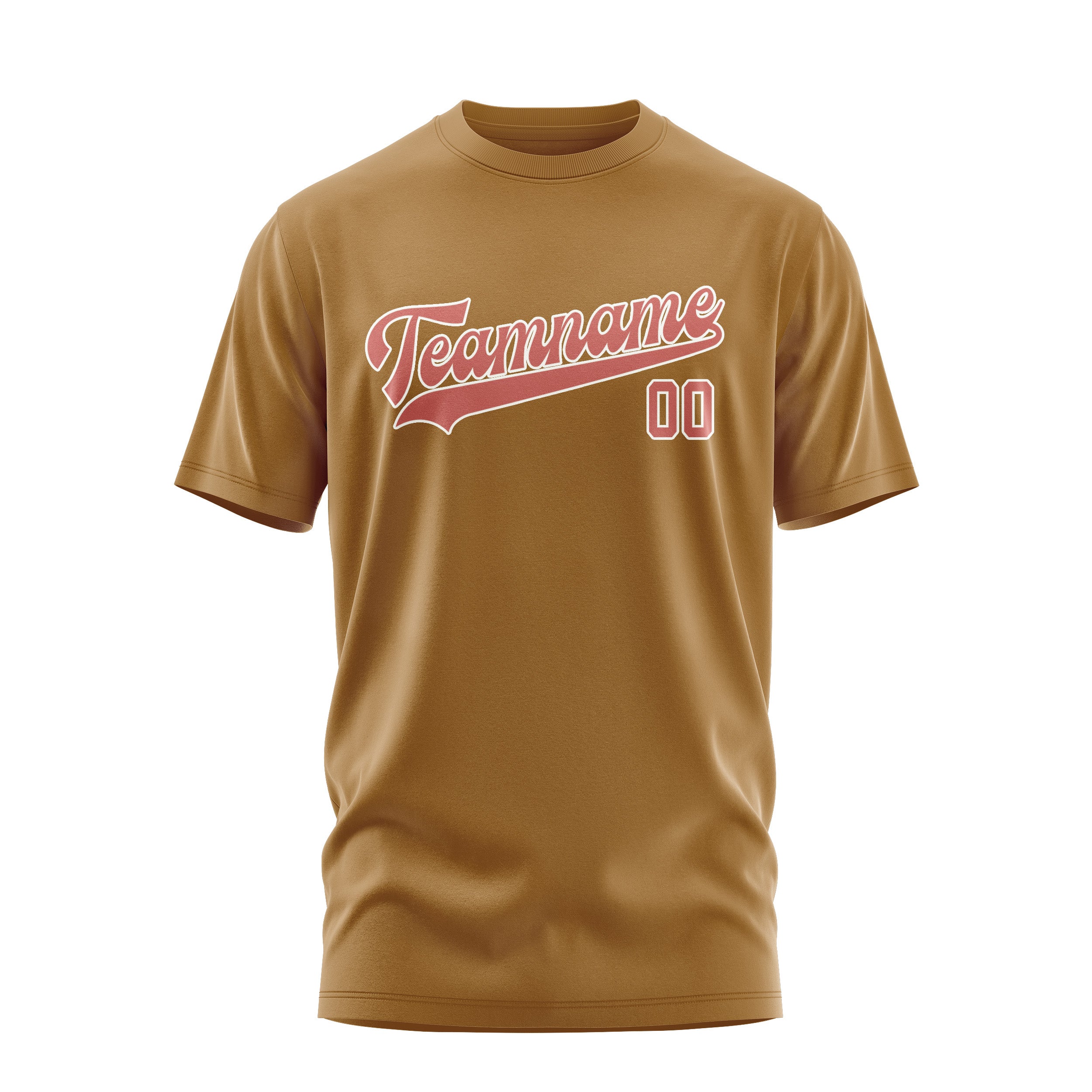 Maßgeschneidertes Khaki Kupferrose T-Shirt