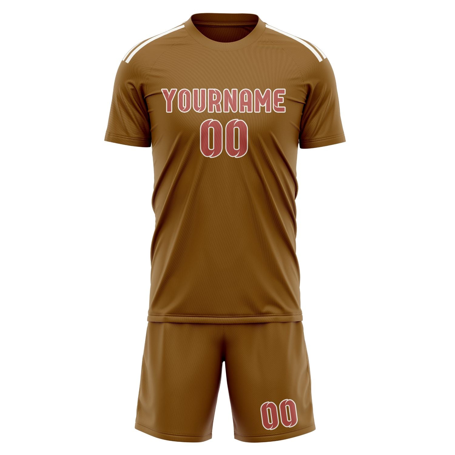 Maßgeschneidertes Professionelles Khaki Kupferrose Fußballtrikot-Set