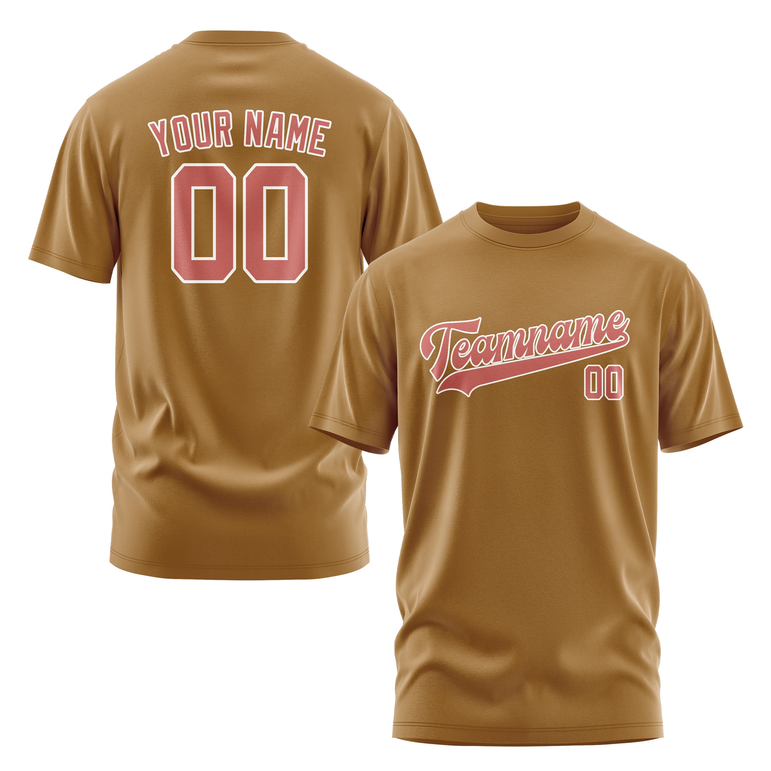 Maßgeschneidertes Khaki Kupferrose T-Shirt