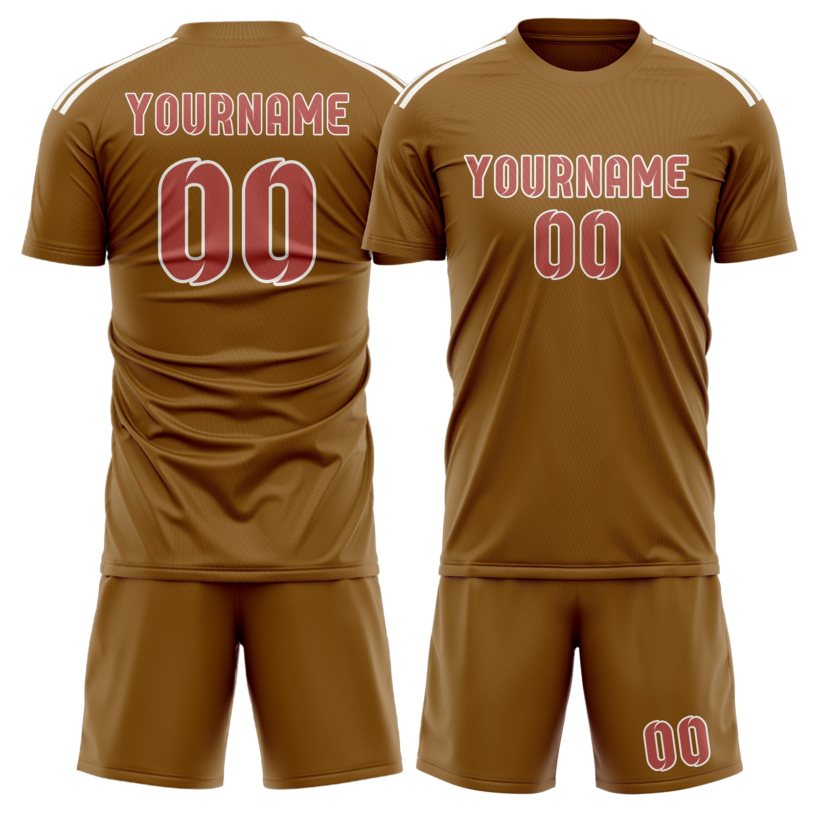 Maßgeschneidertes Professionelles Khaki Kupferrose Fußballtrikot-Set