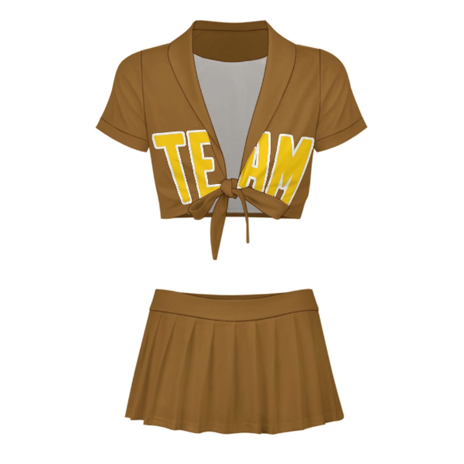 Maßgeschneidertes Khaki Gold Cheerleader Outfit Set