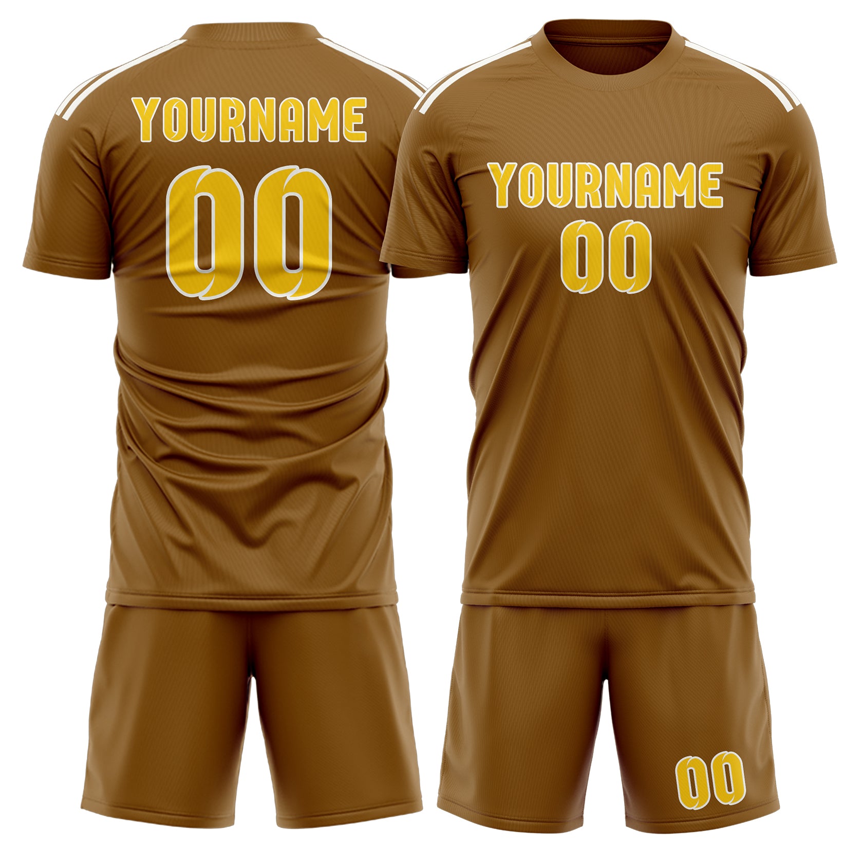 Maßgeschneidertes Professionelles Khaki Gold Fußballtrikot-Set