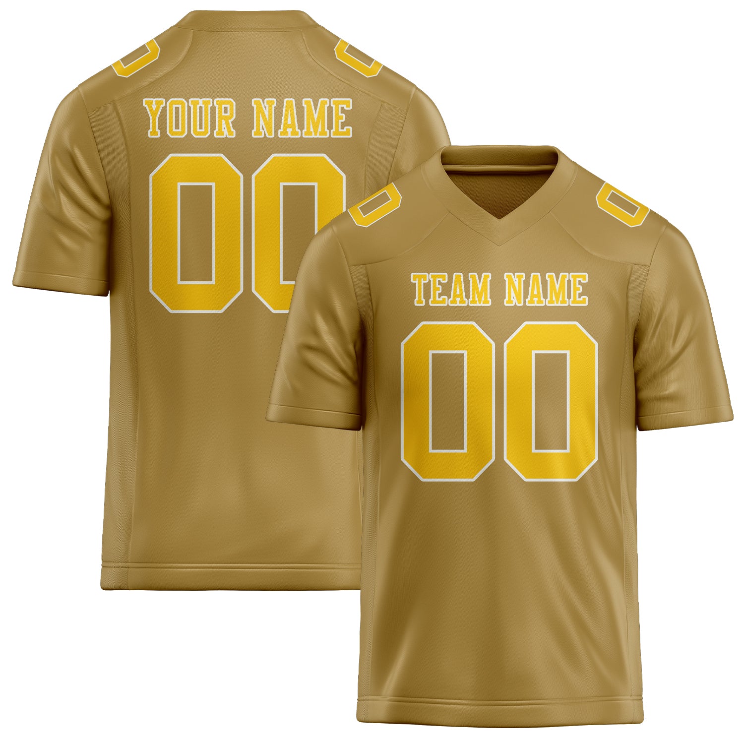 Maßgeschneidertes Professionelles Khaki Gold Rugbytrikot