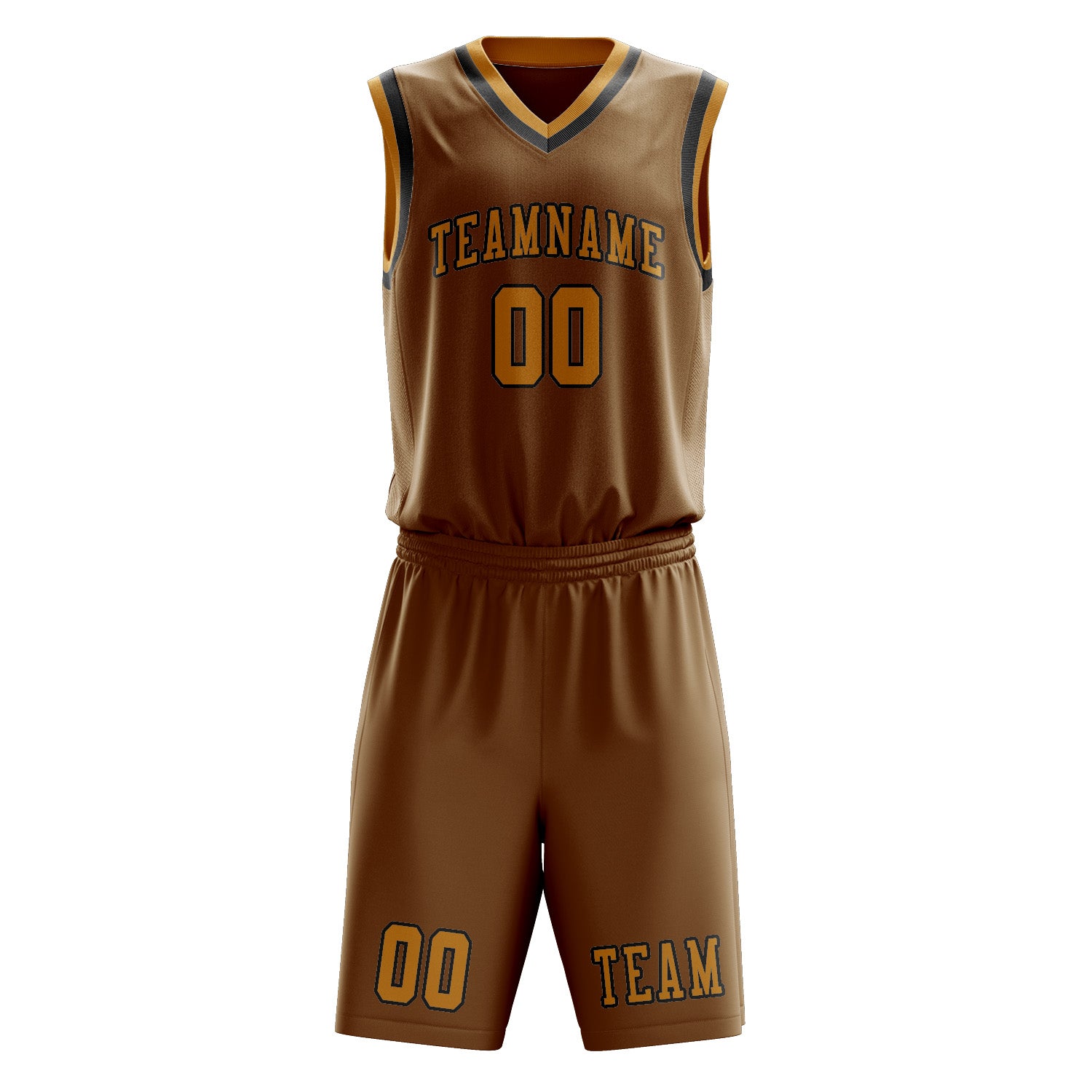 Benutzerdefiniertes Professionelles Khaki Gelb Basketballtrikot-Set