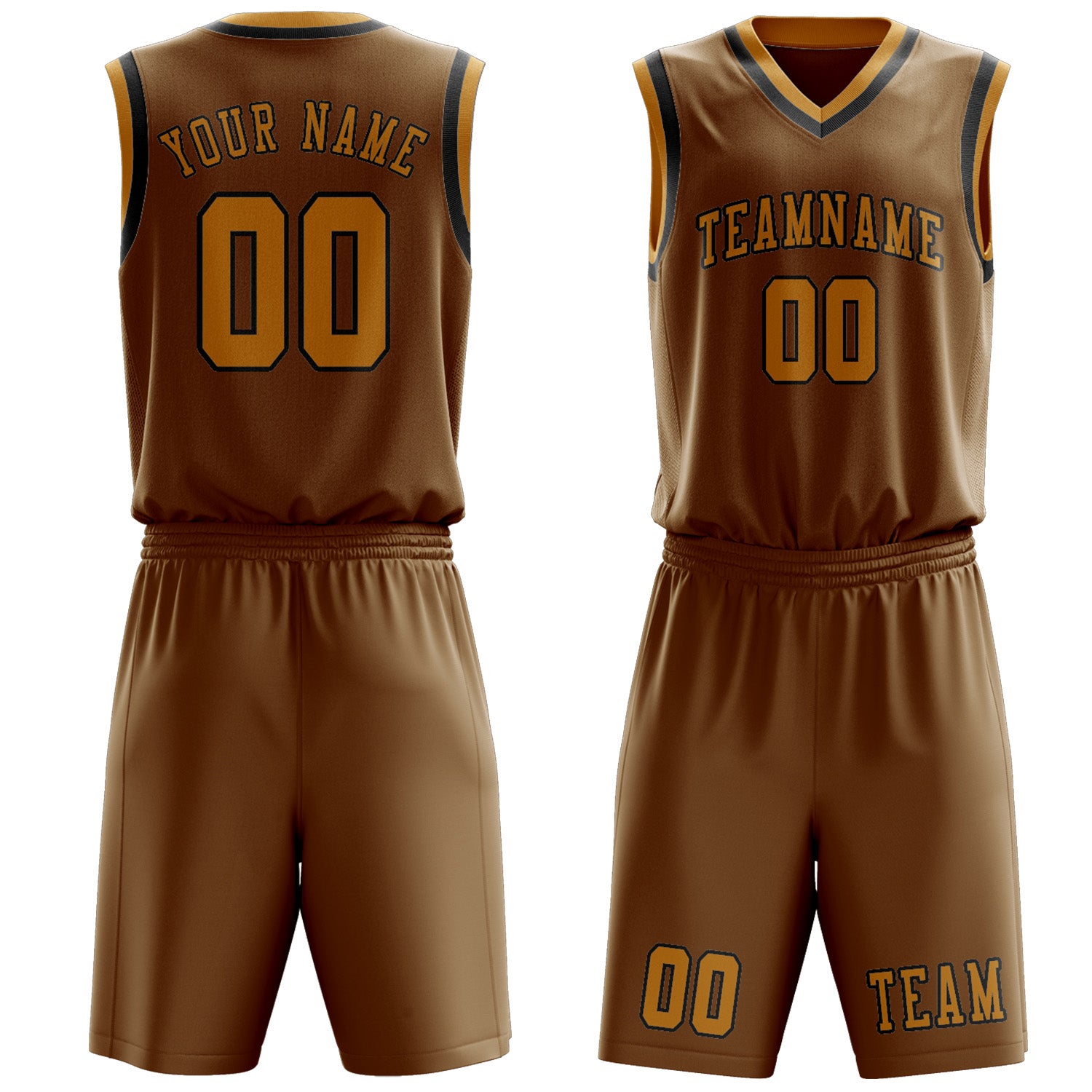 Benutzerdefiniertes Professionelles Khaki Gelb Basketballtrikot-Set