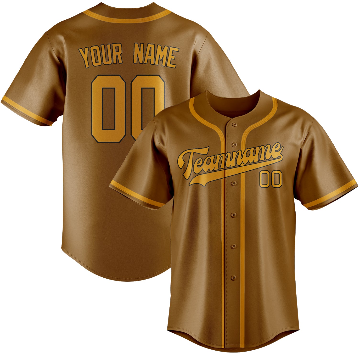 Benutzerdefiniertes Professionelles Khaki Gelb Baseballtrikot