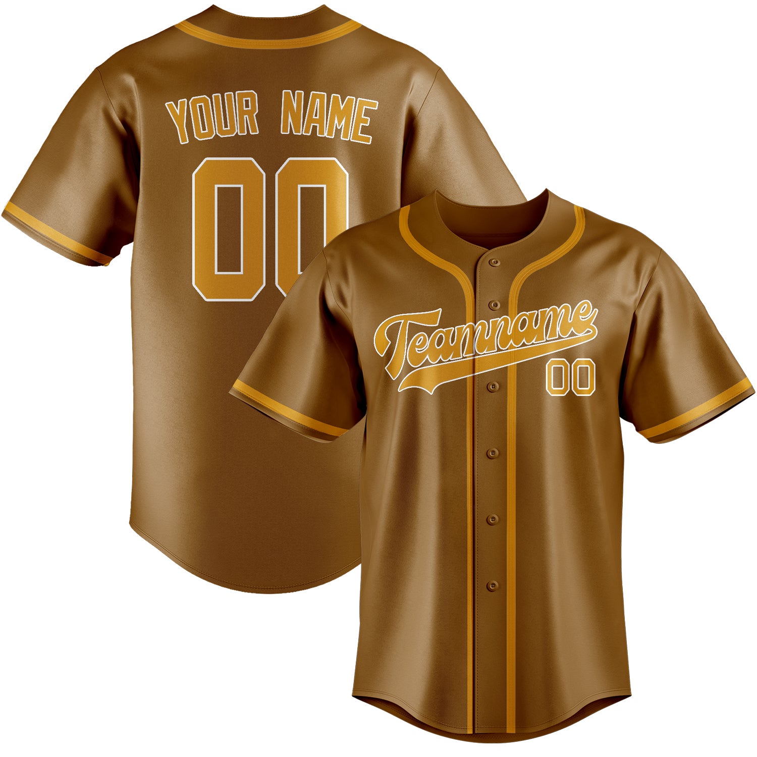 Benutzerdefiniertes Professionelles Khaki Gelb Baseballtrikot