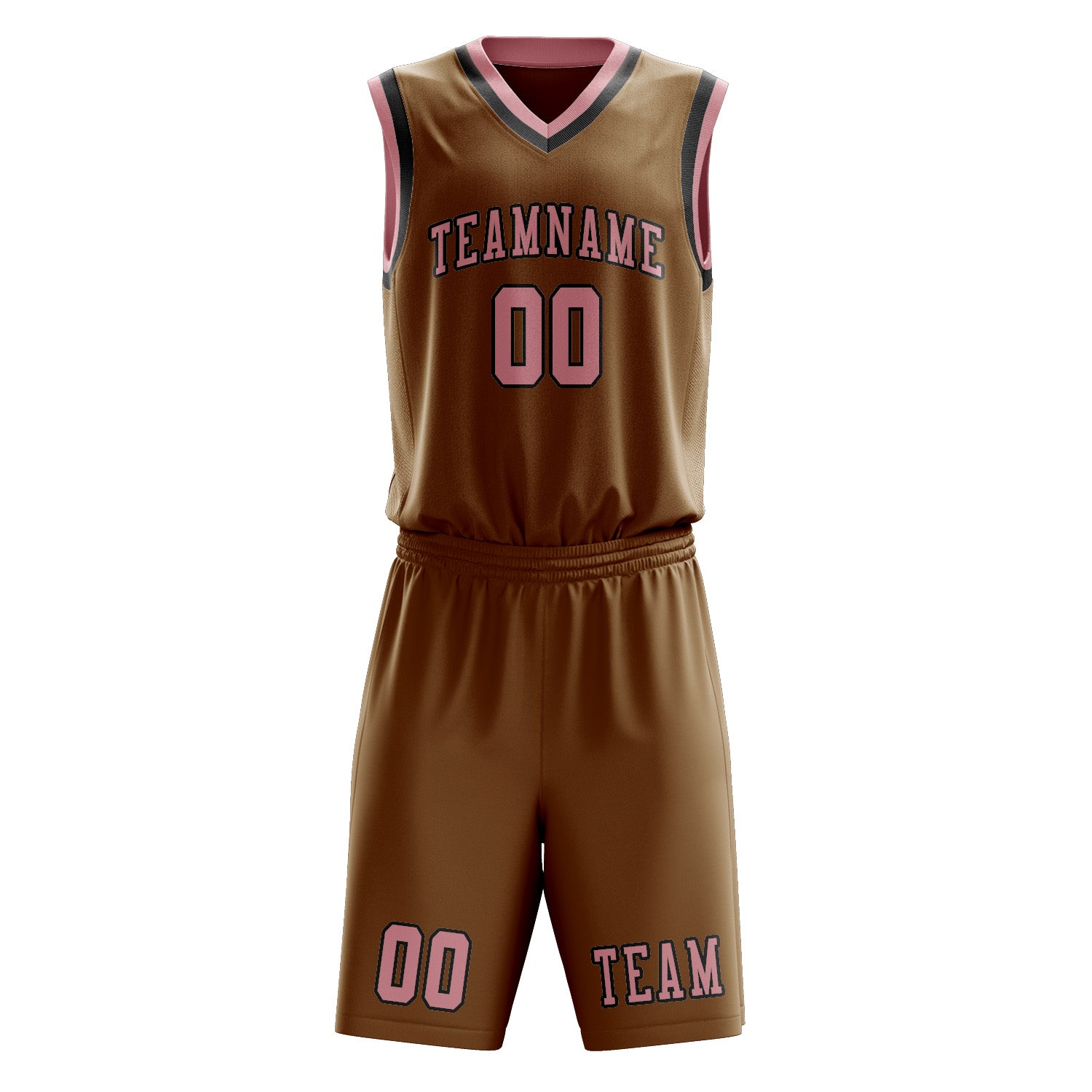 Benutzerdefiniertes Professionelles Khaki Rosa Basketballtrikot-Set