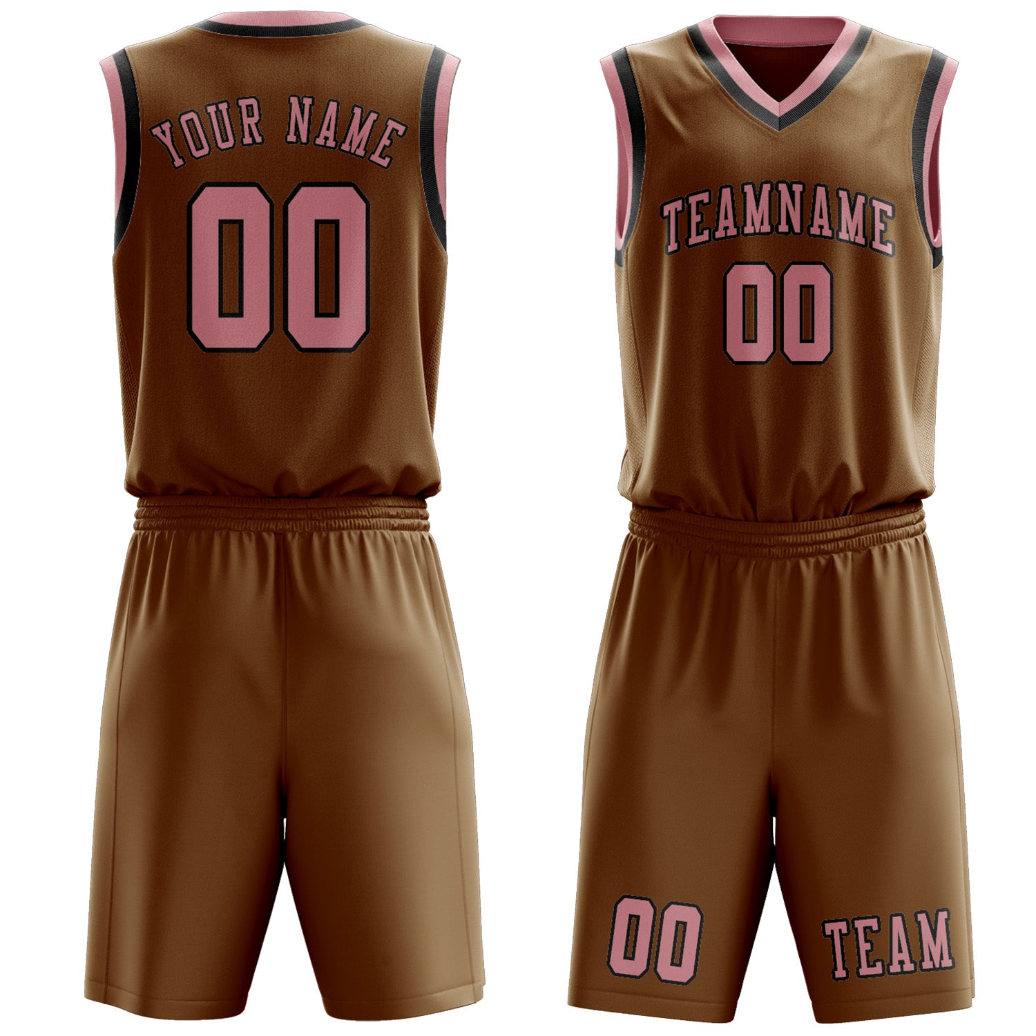 Benutzerdefiniertes Professionelles Khaki Rosa Basketballtrikot-Set