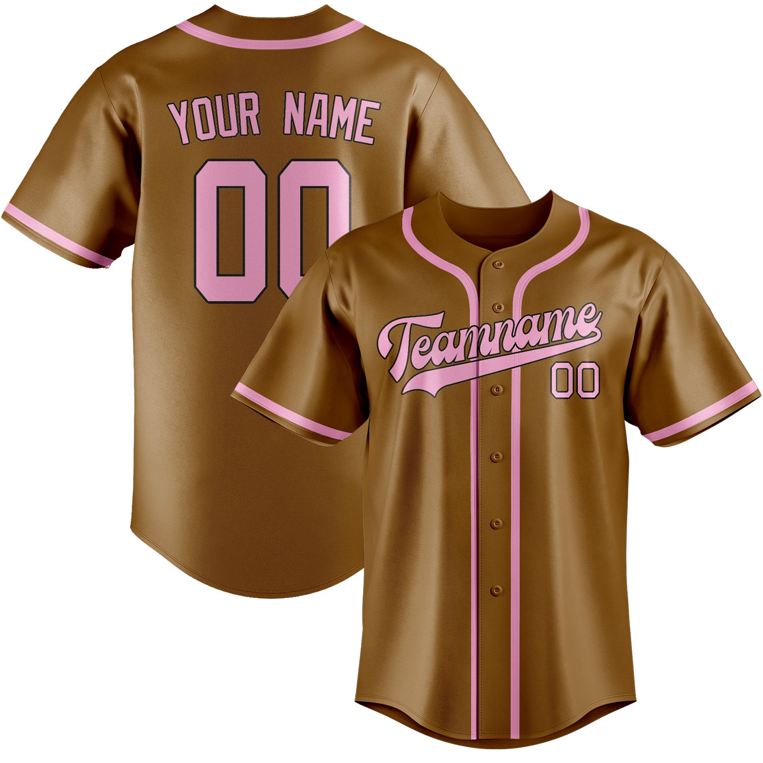 Benutzerdefiniertes Professionelles Khaki Rosa Baseballtrikot