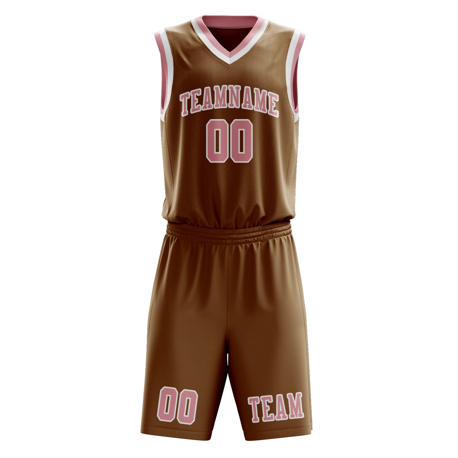 Benutzerdefiniertes Professionelles Khaki Rosa Basketballtrikot-Set