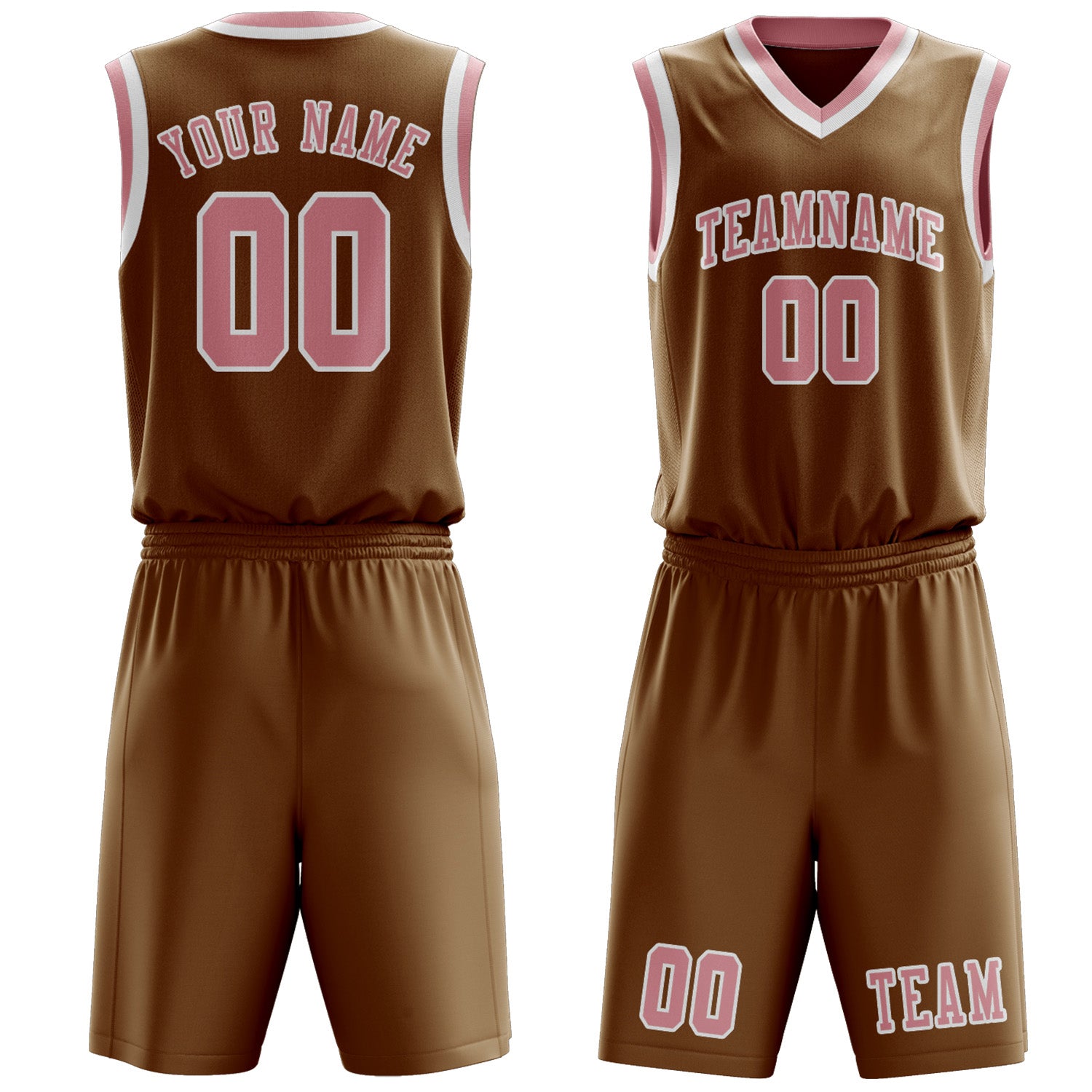 Benutzerdefiniertes Professionelles Khaki Rosa Basketballtrikot-Set