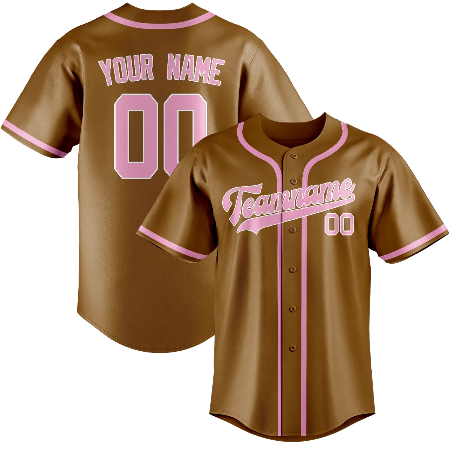 Benutzerdefiniertes Professionelles Khaki Rosa Baseballtrikot