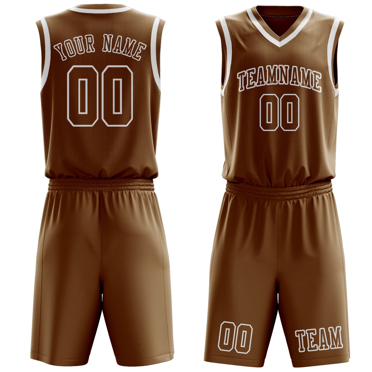 Benutzerdefiniertes Professionelles Khaki Weiß Basketballtrikot-Set