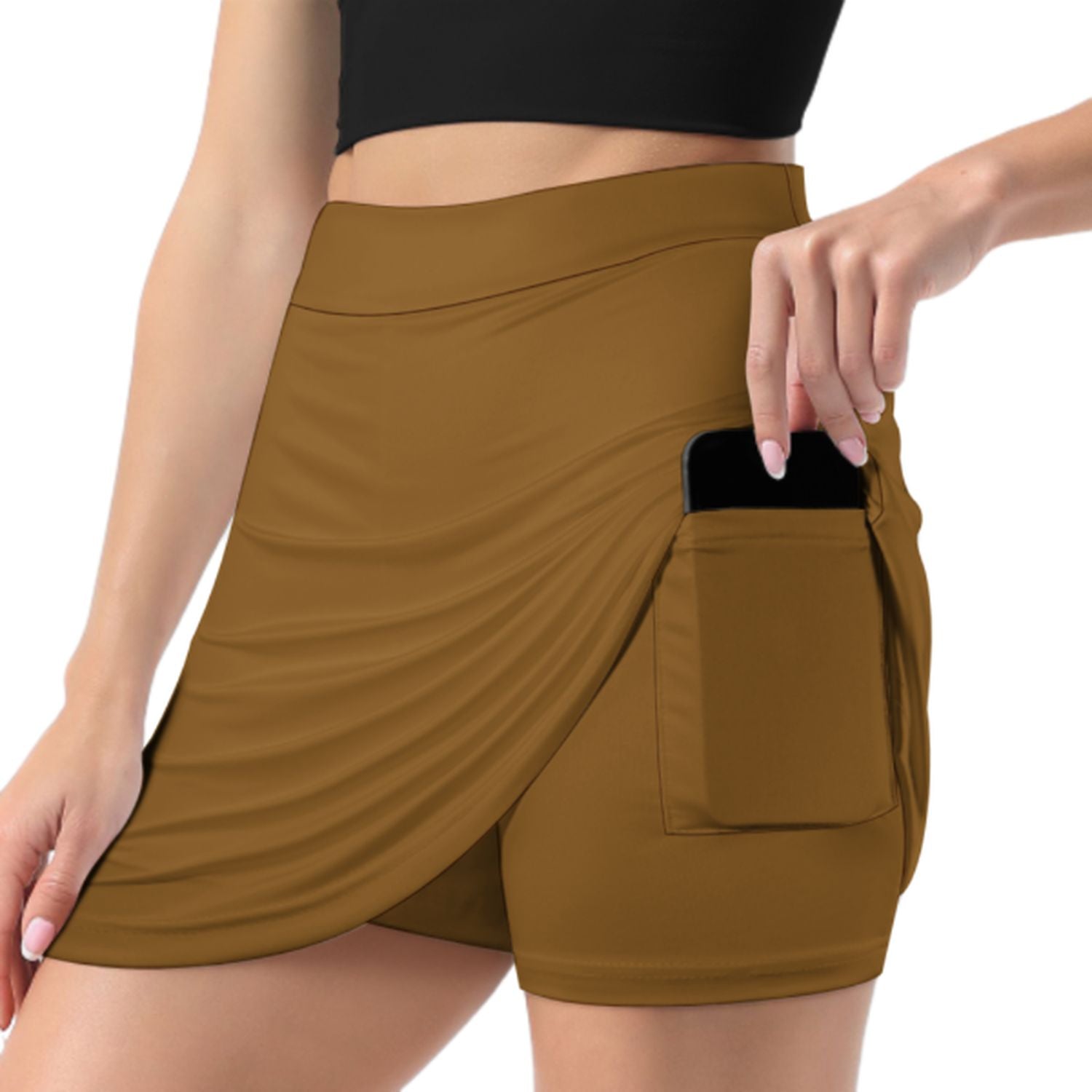 Maßgeschneidertes Khaki Smaragdgrün A-Linien Skort