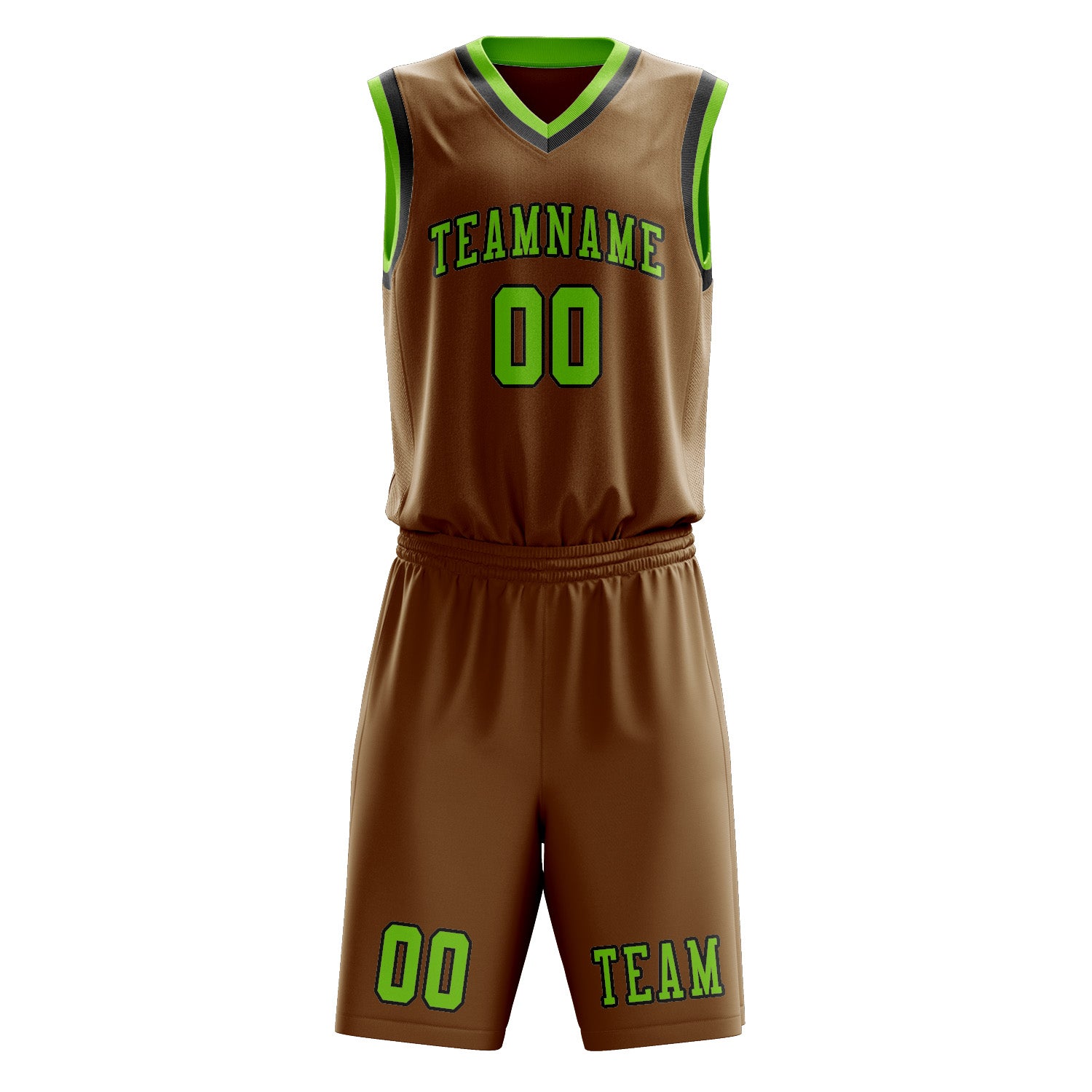 Benutzerdefiniertes Professionelles Khaki Smaragdgrün Basketballtrikot-Set