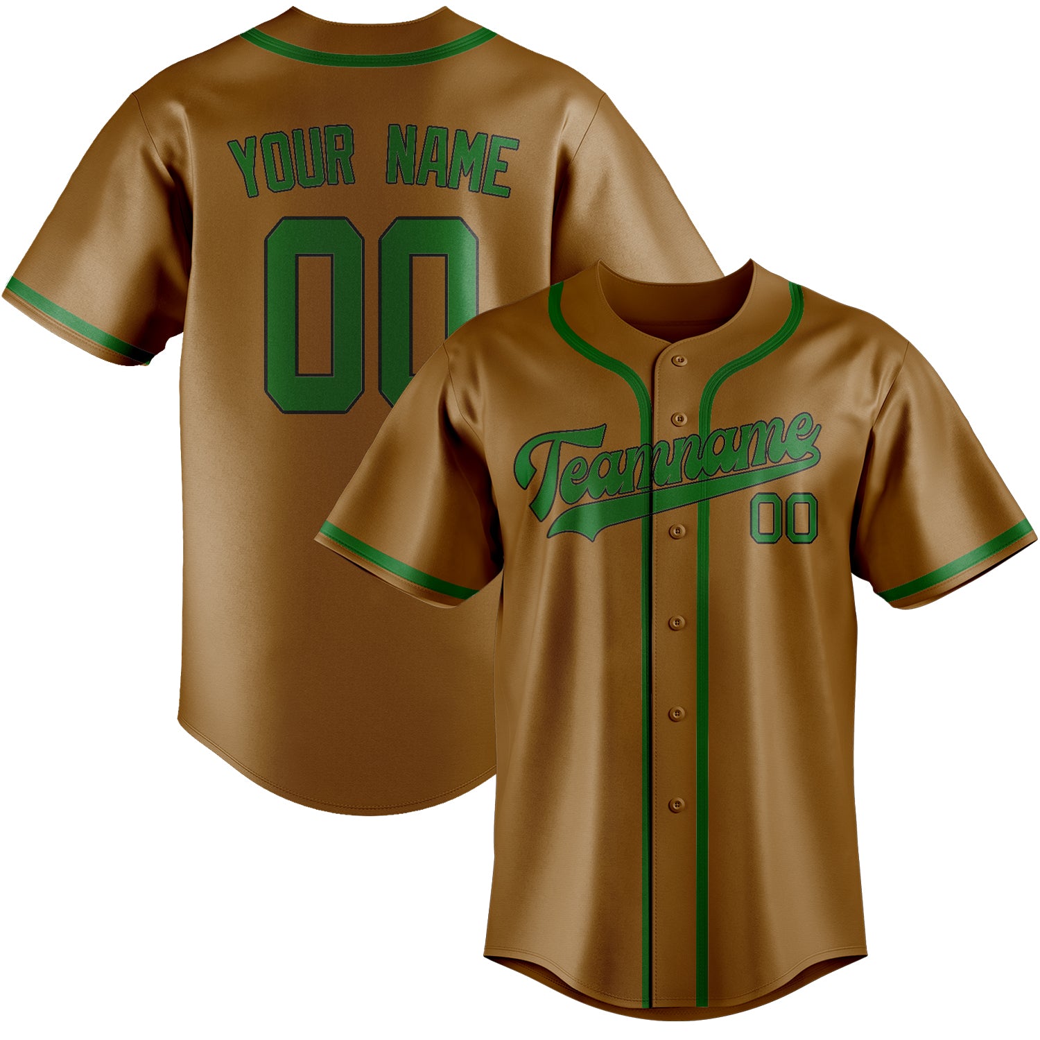 Benutzerdefiniertes Professionelles Khaki Smaragdgrün Baseballtrikot