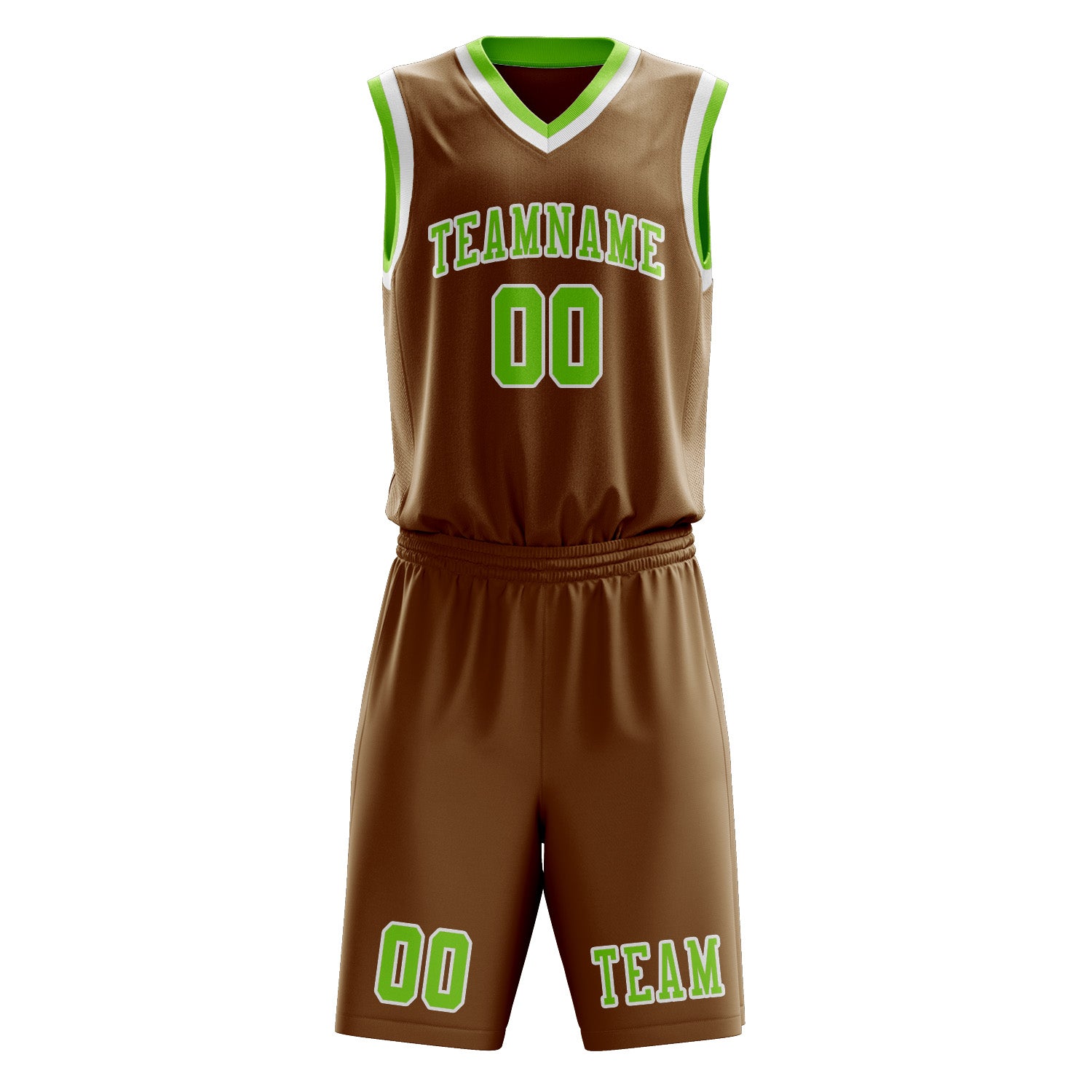 Benutzerdefiniertes Professionelles Khaki Smaragdgrün Basketballtrikot-Set