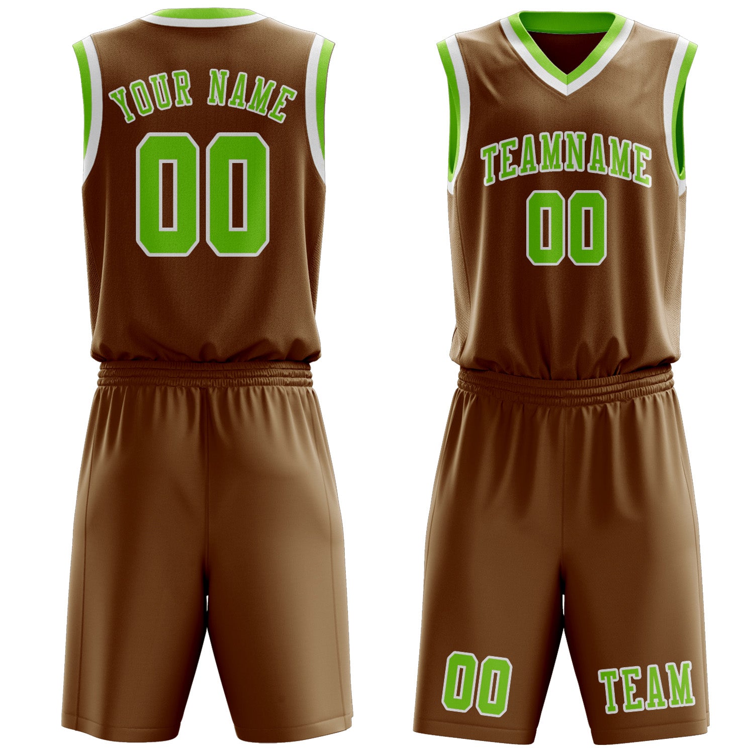 Benutzerdefiniertes Professionelles Khaki Smaragdgrün Basketballtrikot-Set