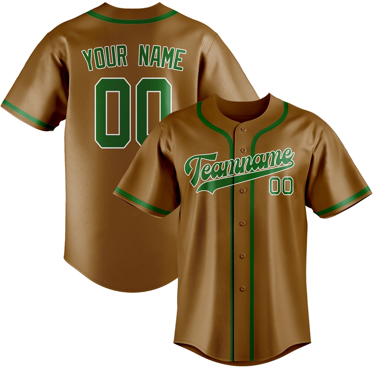 Benutzerdefiniertes Professionelles Khaki Smaragdgrün Baseballtrikot
