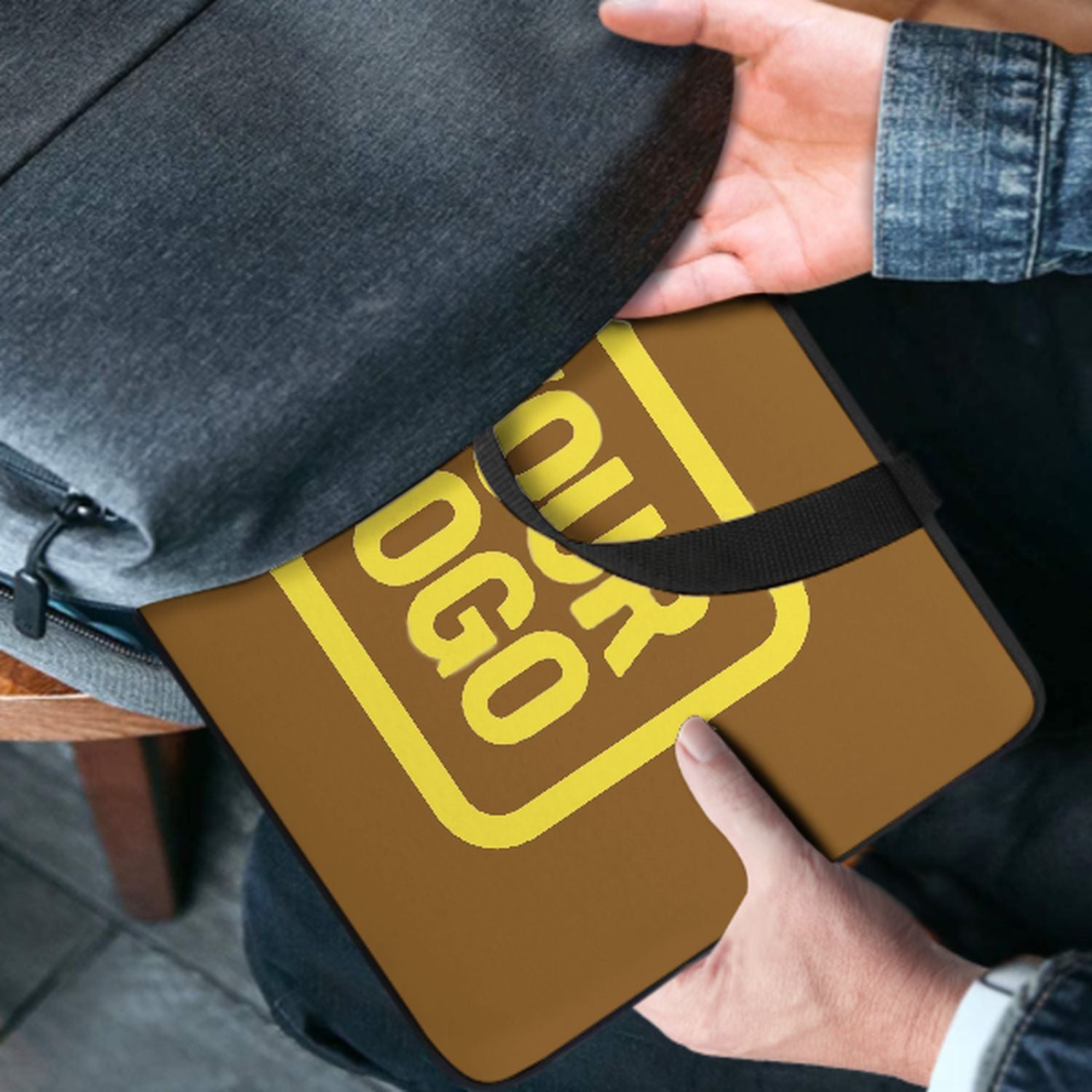 Maßgeschneidertes Khaki Light Yellow Laptop Tasche