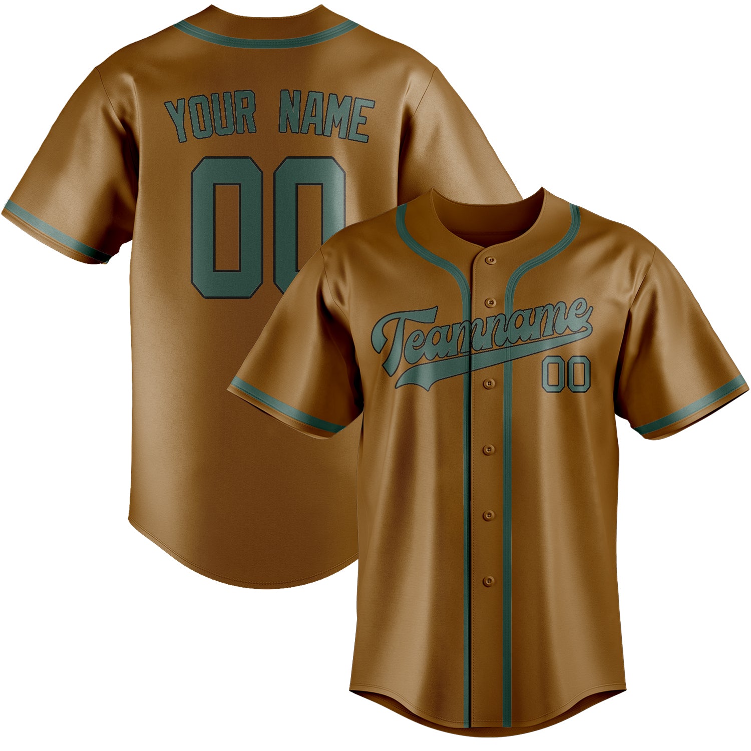 Benutzerdefiniertes Professionelles Khaki Blaugrün Baseballtrikot