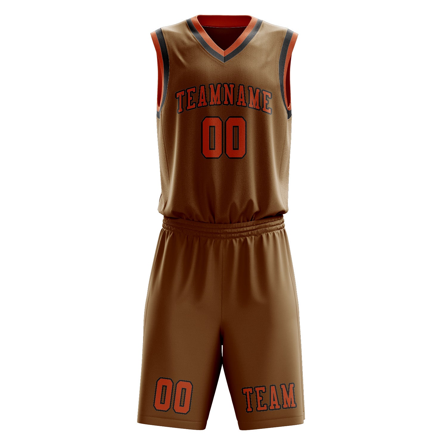Benutzerdefiniertes Professionelles Khaki Orange Basketballtrikot-Set
