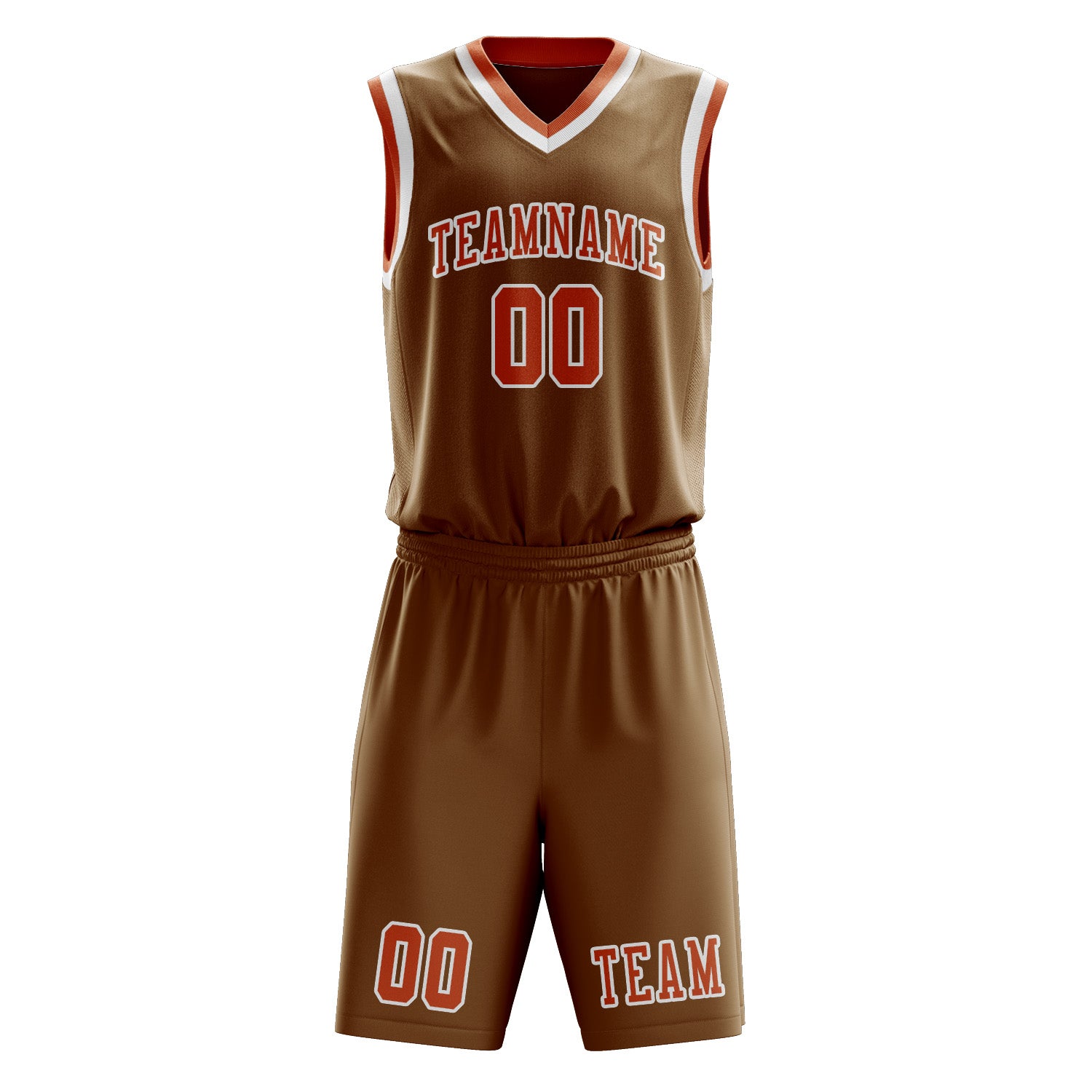 Benutzerdefiniertes Professionelles Khaki Orange Basketballtrikot-Set