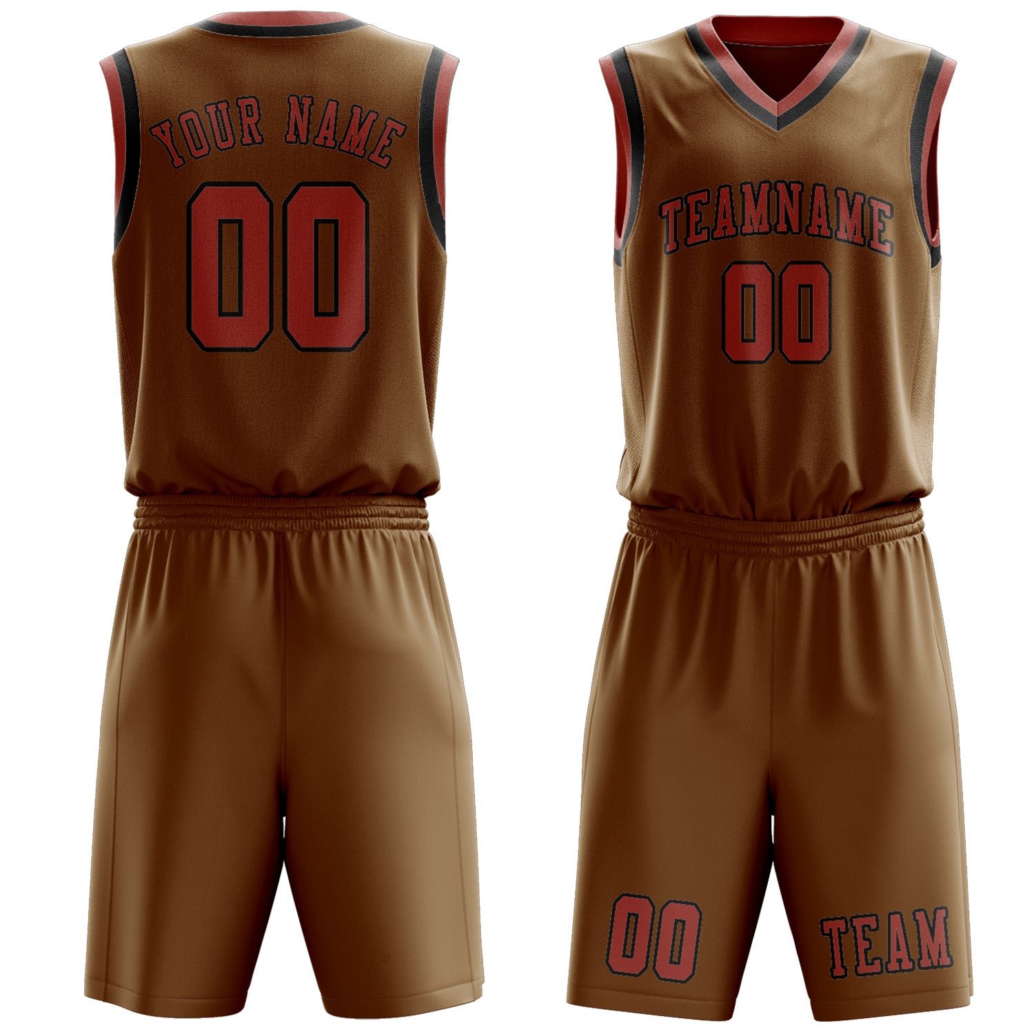 Benutzerdefiniertes Professionelles Khaki Kupferrose Basketballtrikot-Set