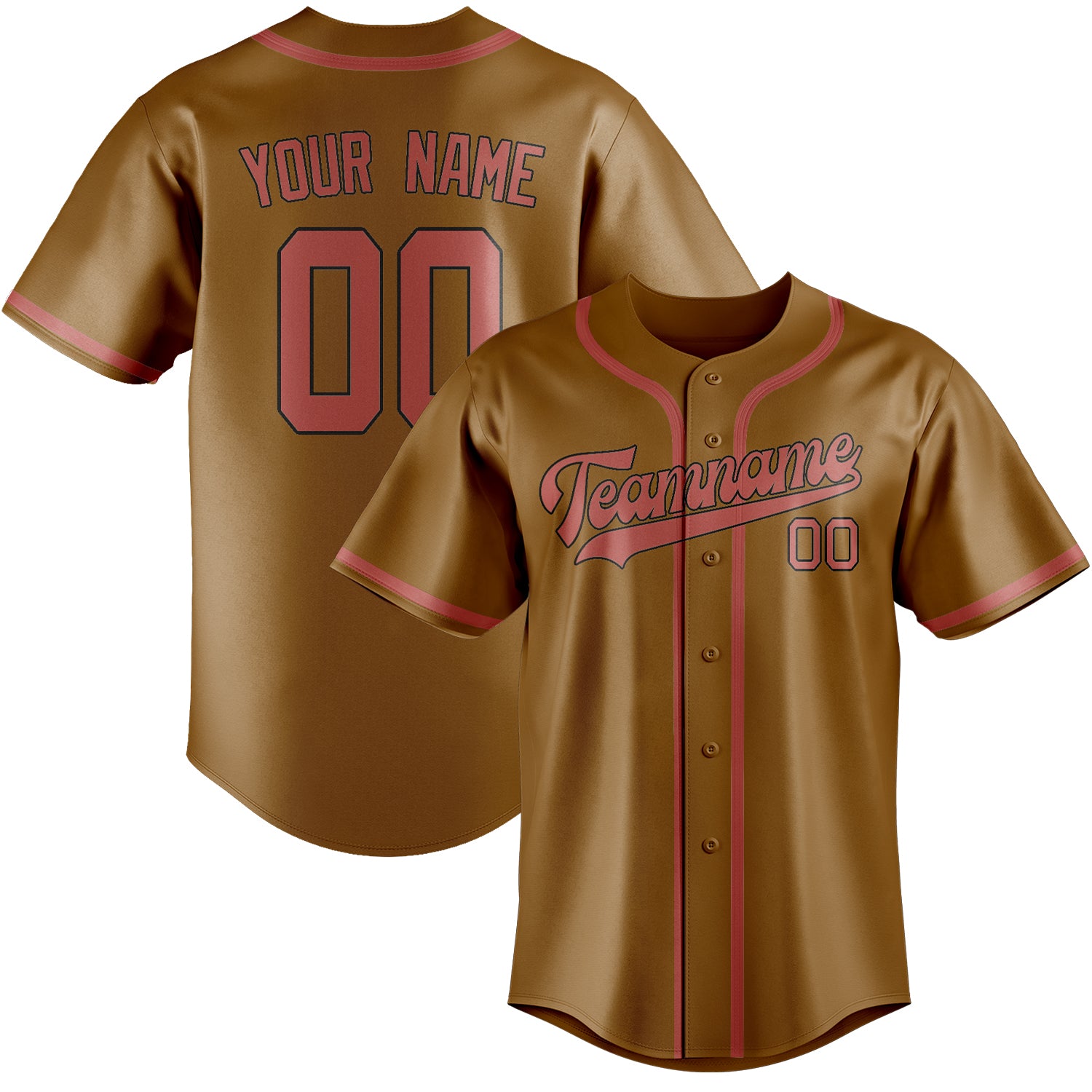 Benutzerdefiniertes Professionelles Khaki Kupferrose Baseballtrikot