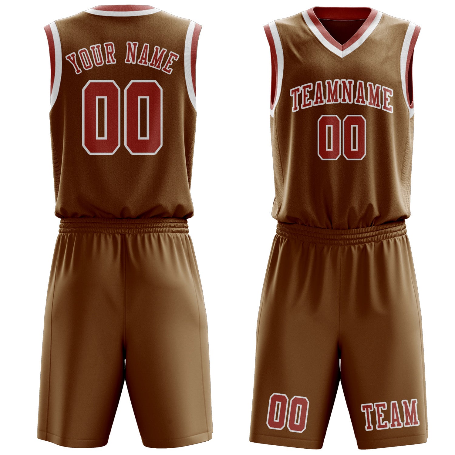 Benutzerdefiniertes Professionelles Khaki Kupferrose Basketballtrikot-Set