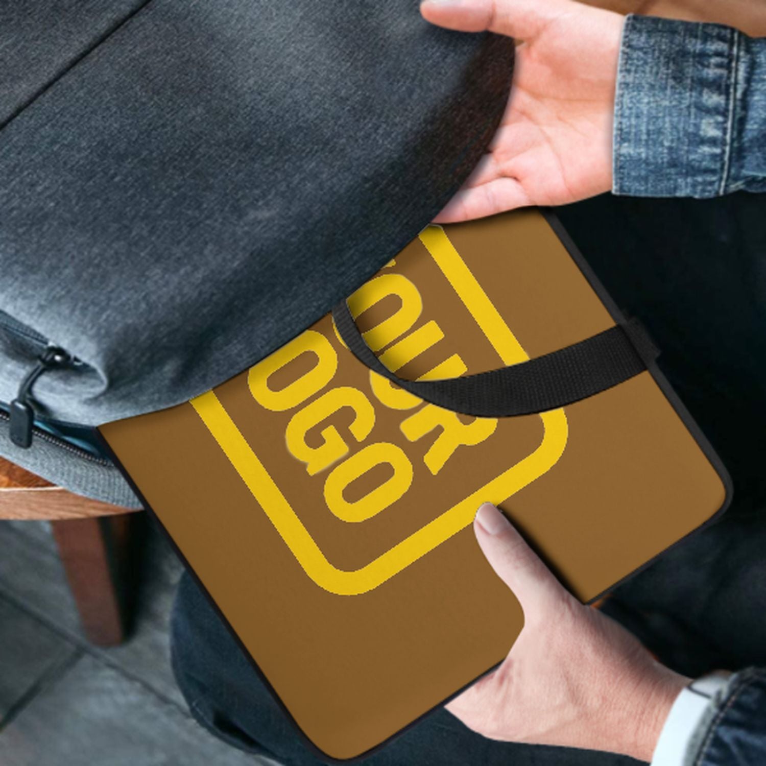 Maßgeschneidertes Khaki Gold Laptop Tasche