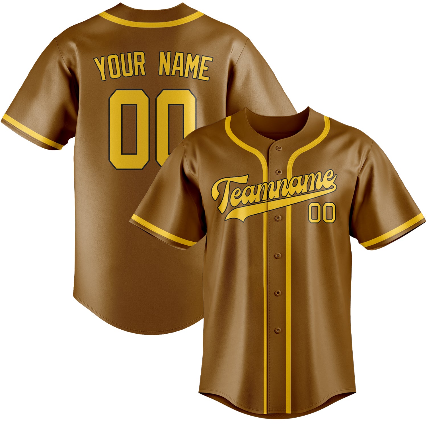Benutzerdefiniertes Professionelles Khaki Gold Baseballtrikot