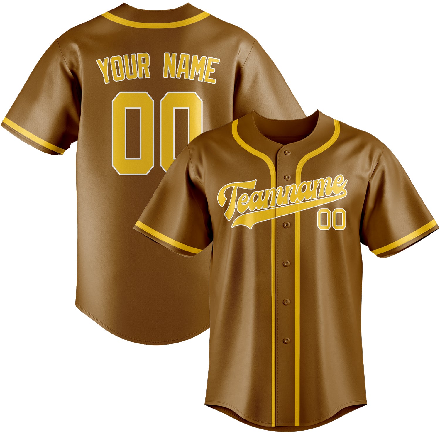 Benutzerdefiniertes Professionelles Khaki Gold Baseballtrikot