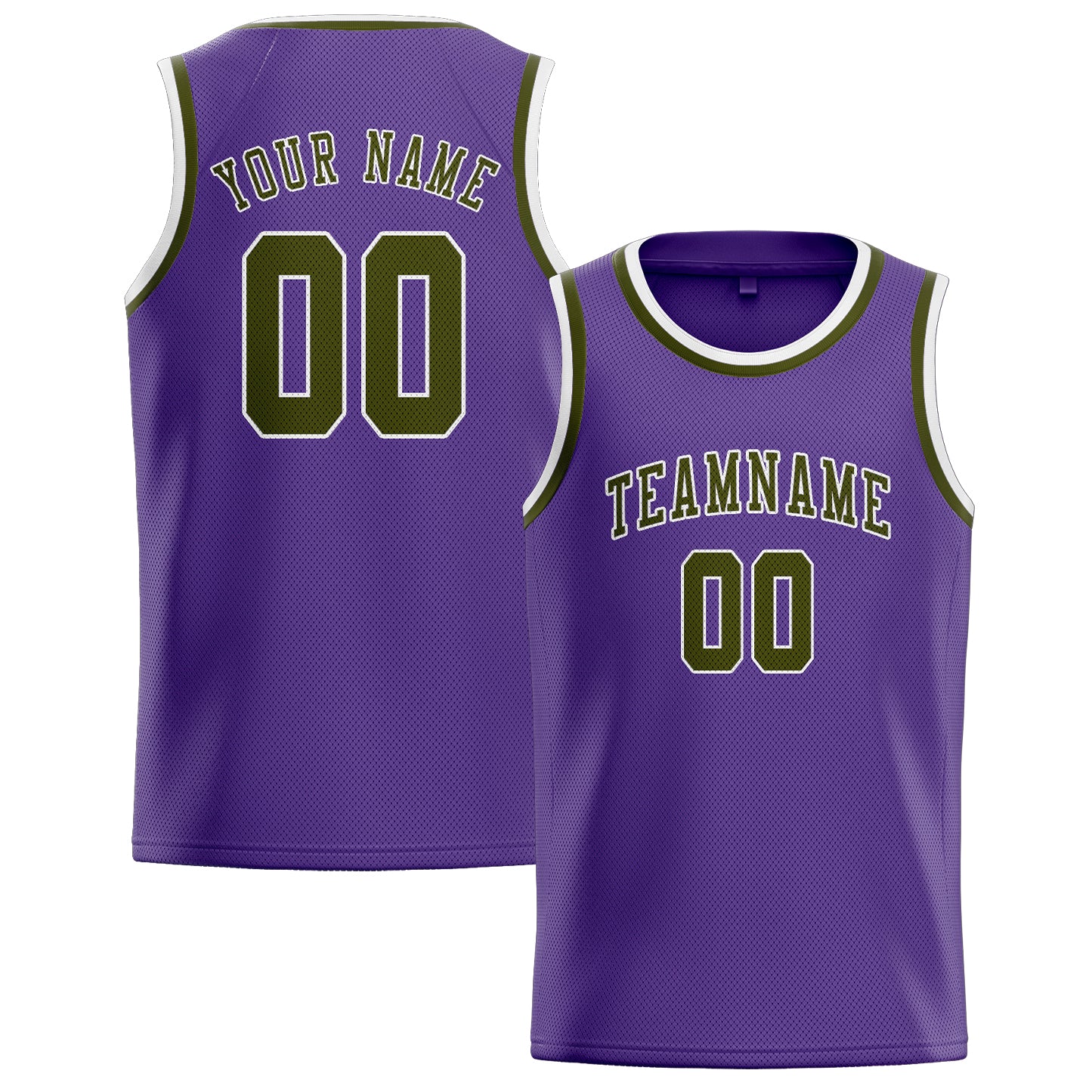 Benutzerdefiniertes Professionelles Lavendel Dunkles Oliv Basketballtrikot