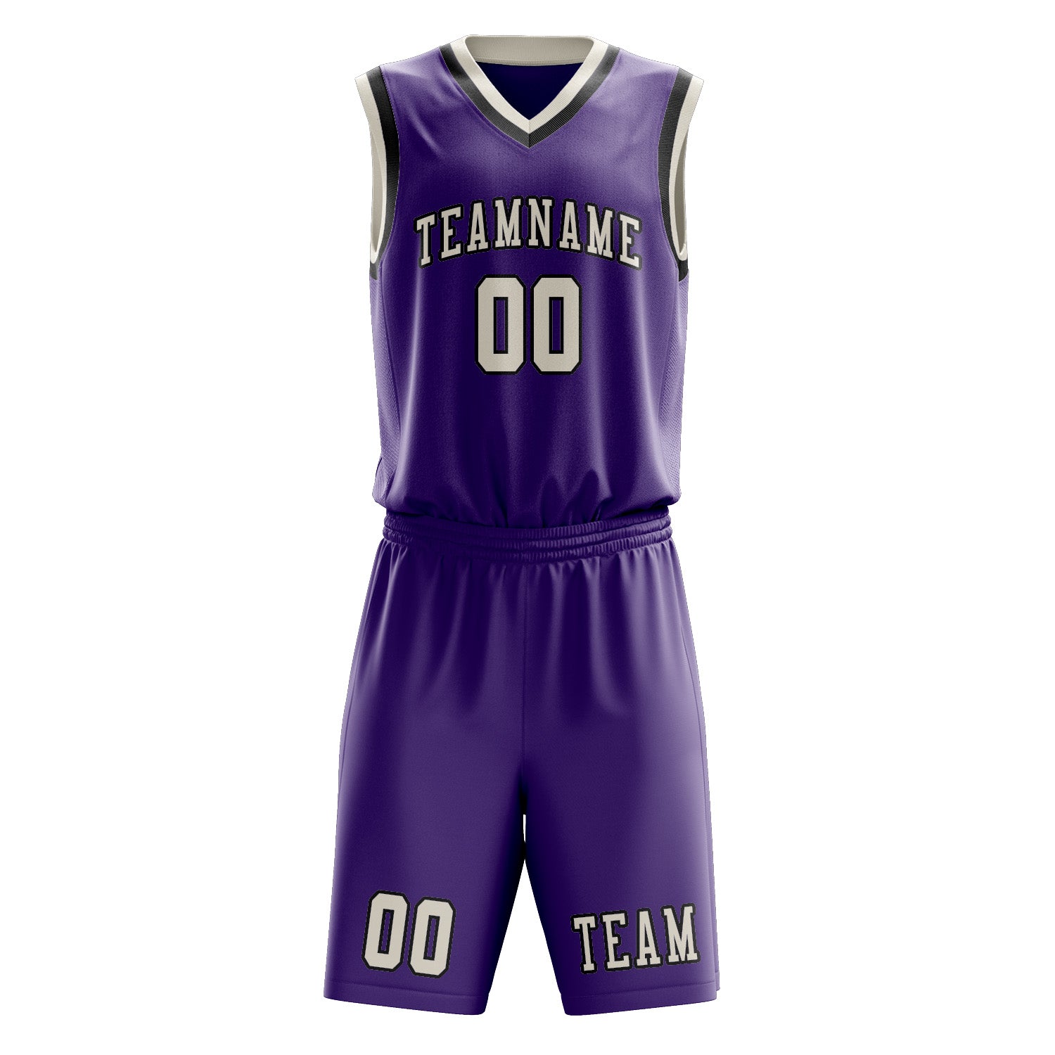 Benutzerdefiniertes Professionelles Lavendel Beige Basketballtrikot-Set