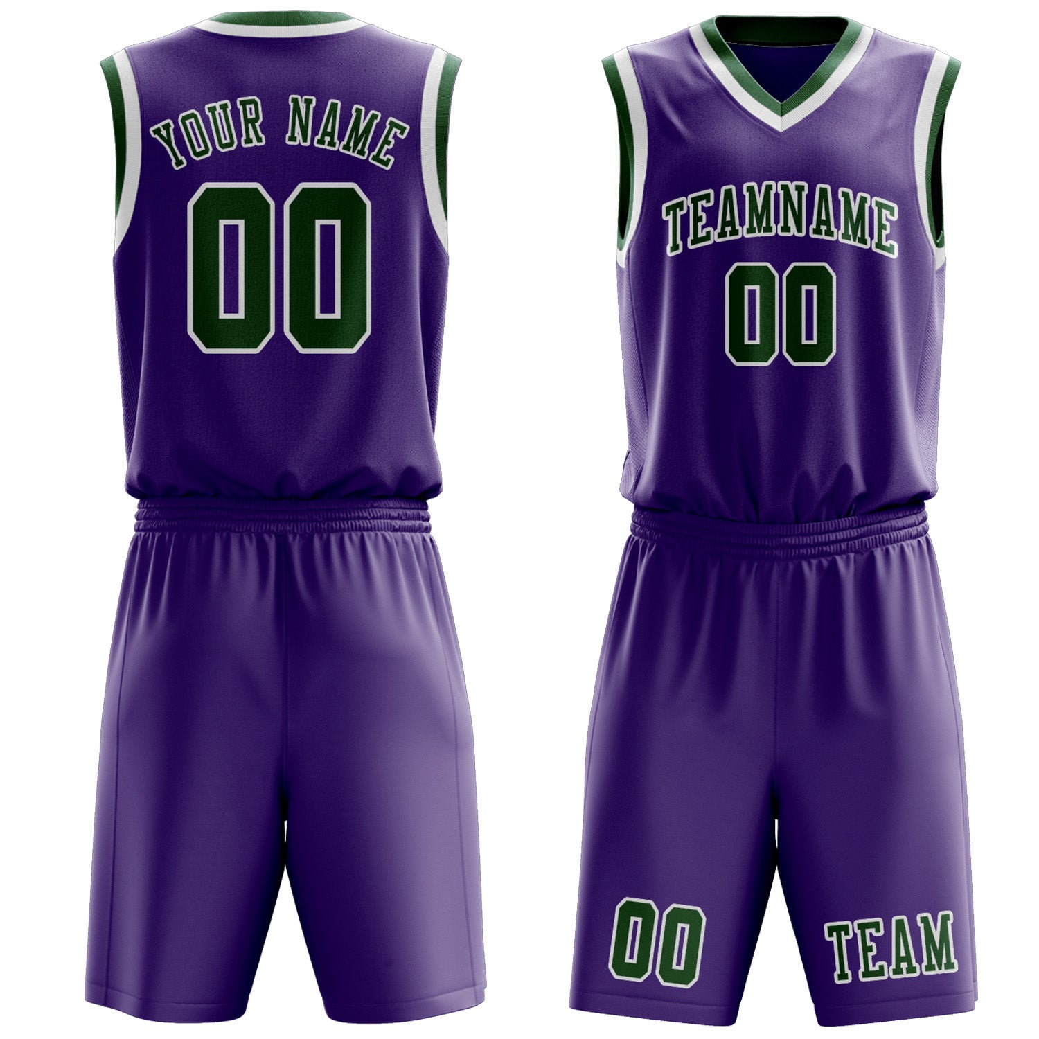 Benutzerdefiniertes Professionelles Lavendel Moosgrün Basketballtrikot-Set