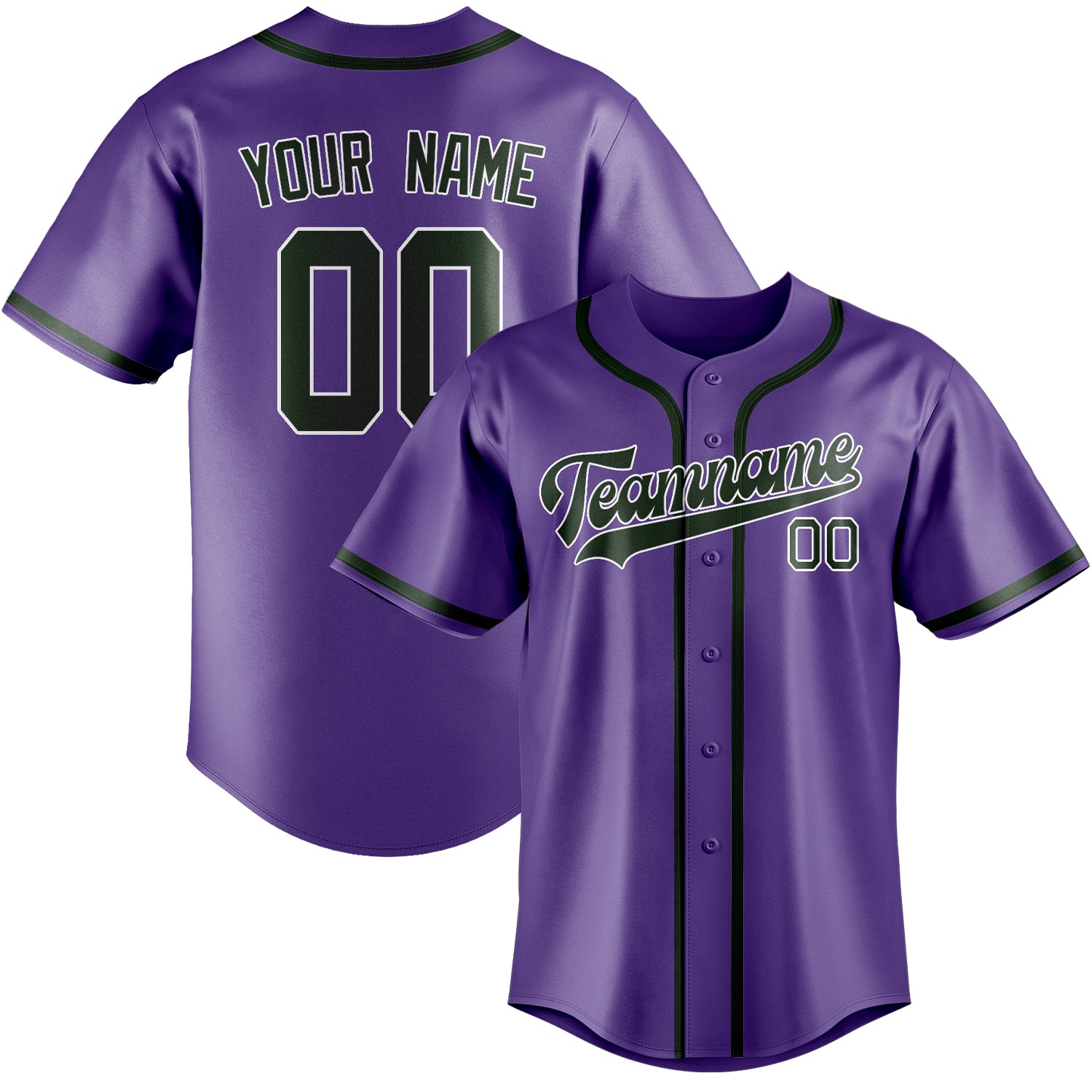 Benutzerdefiniertes Professionelles Lavendel Tannengrün Baseballtrikot