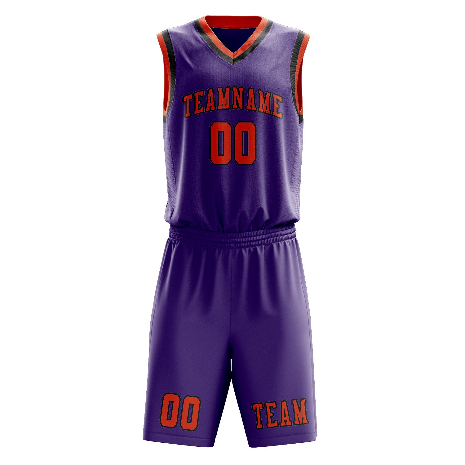 Benutzerdefiniertes Professionelles Lavendel Orangerot Basketballtrikot-Set