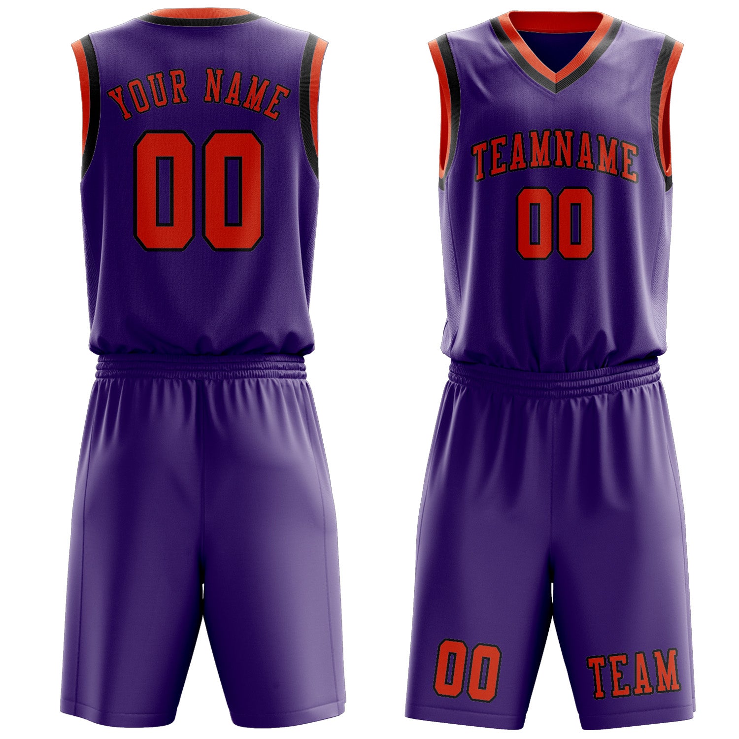 Benutzerdefiniertes Professionelles Lavendel Orangerot Basketballtrikot-Set