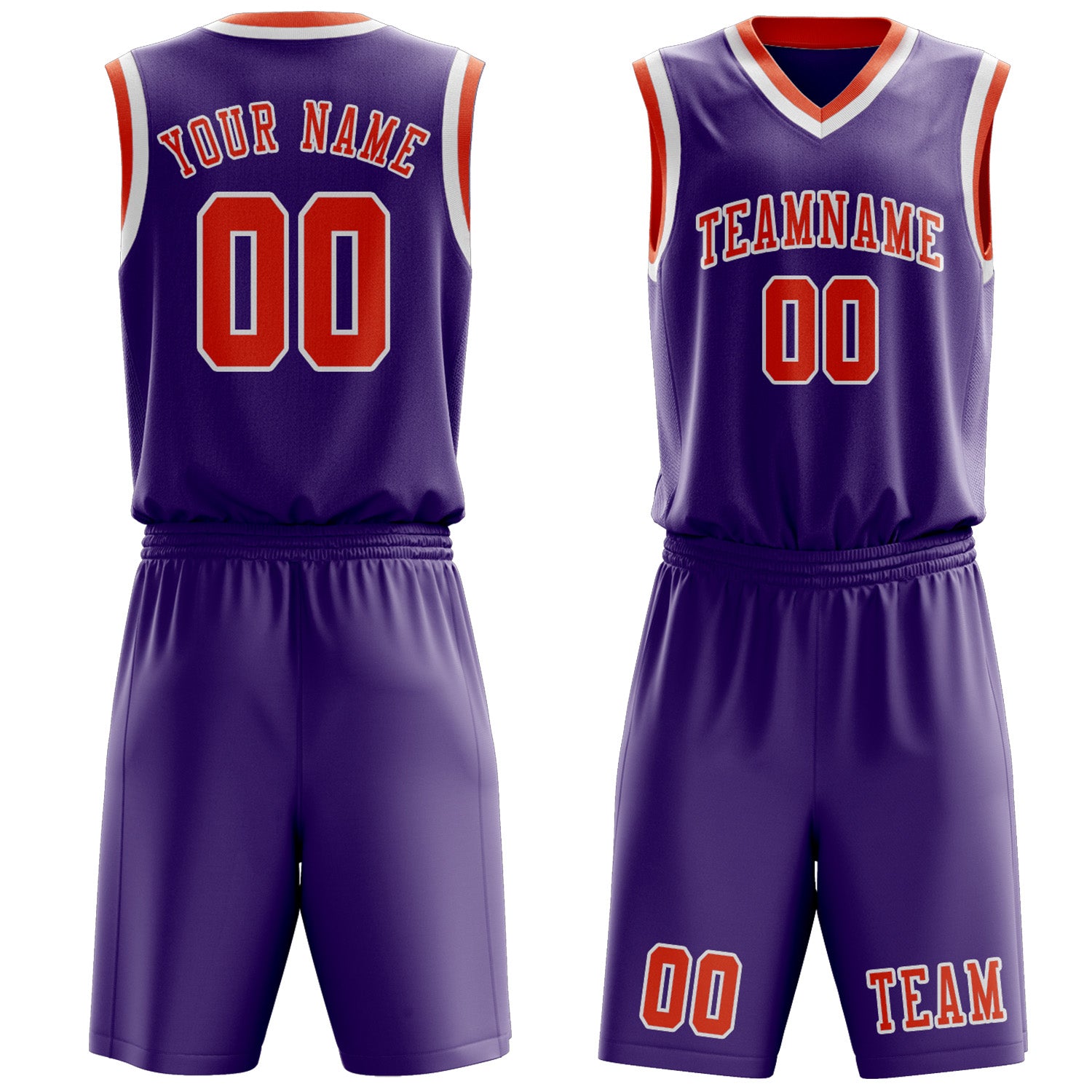 Benutzerdefiniertes Professionelles Lavendel Orangerot Basketballtrikot-Set