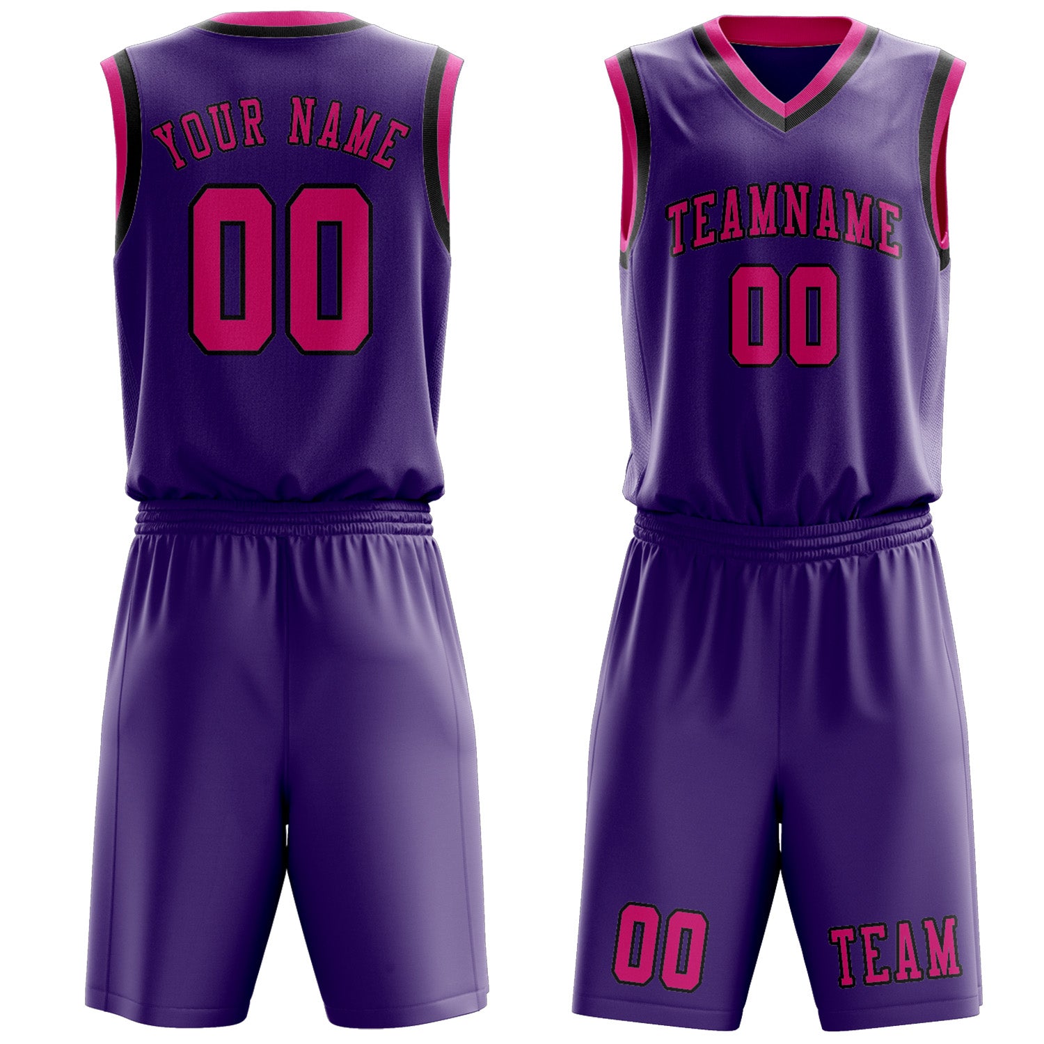 Benutzerdefiniertes Professionelles Lavendel Rosarot Basketballtrikot-Set