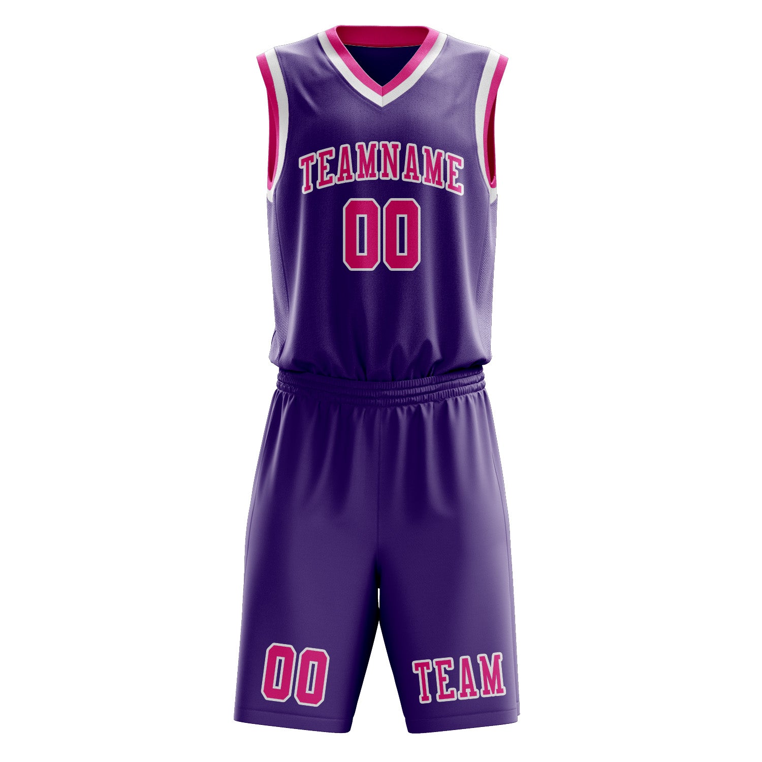 Benutzerdefiniertes Professionelles Lavendel Rosarot Basketballtrikot-Set