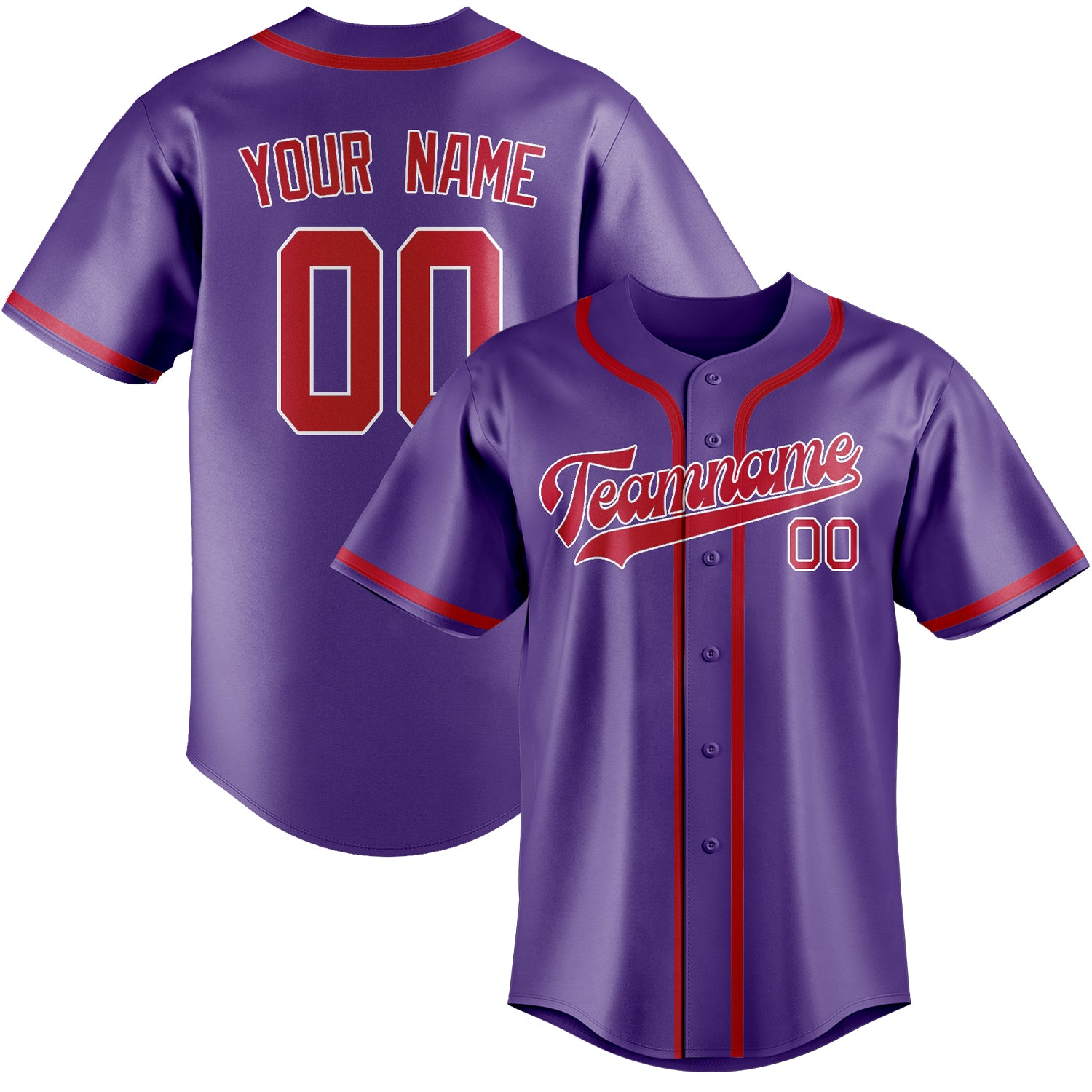 Benutzerdefiniertes Professionelles Lavendel Rot Baseballtrikot