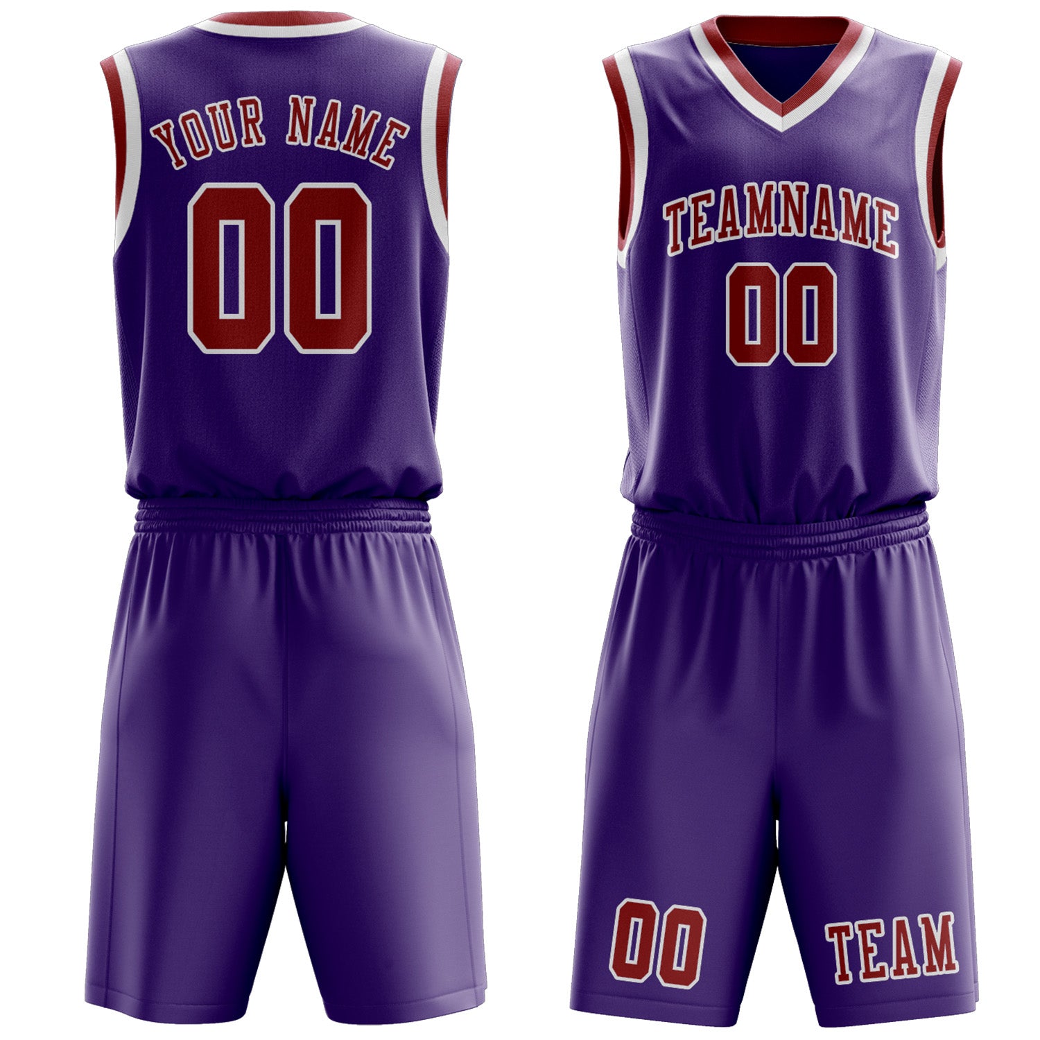 Benutzerdefiniertes Professionelles Lavendel Rot Basketballtrikot-Set