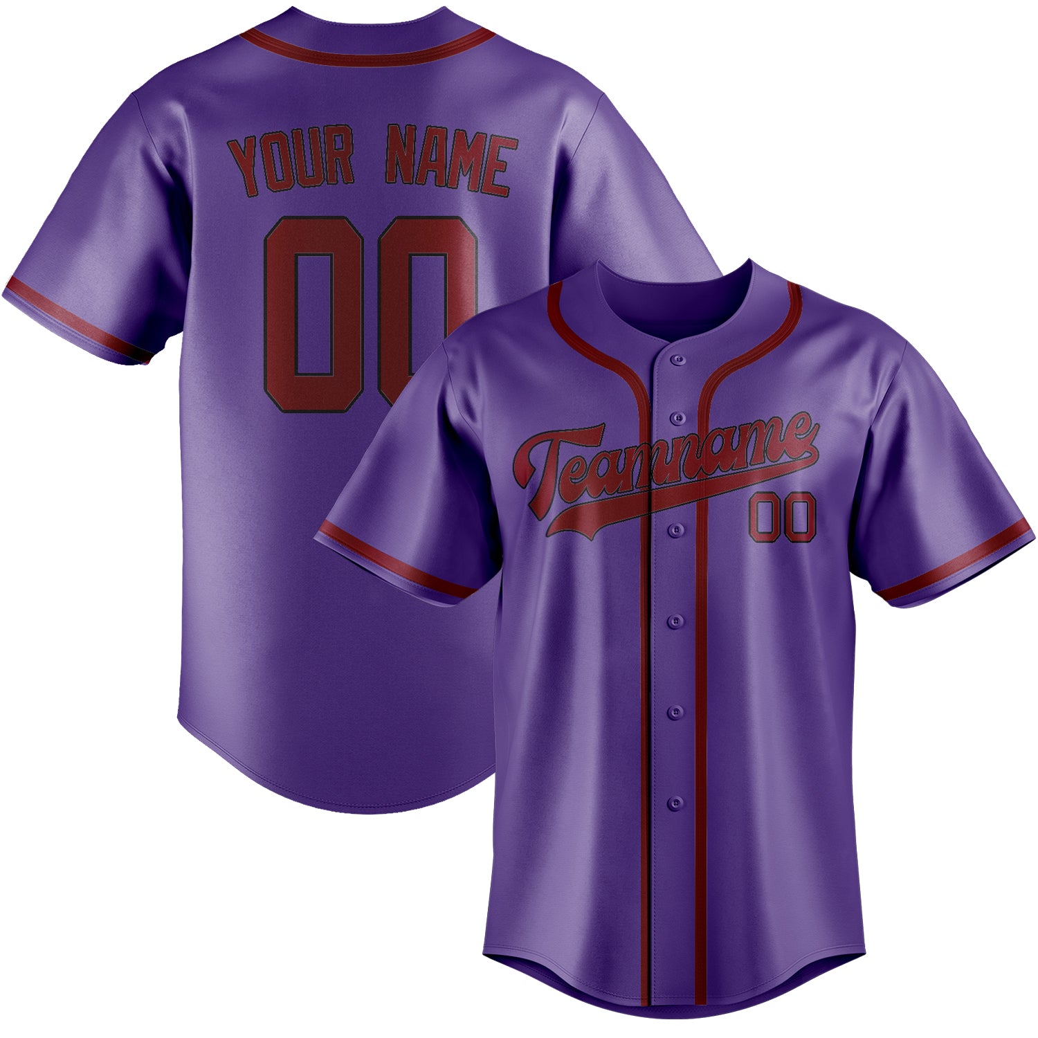 Benutzerdefiniertes Professionelles Lavendel Karmesinrot Baseballtrikot