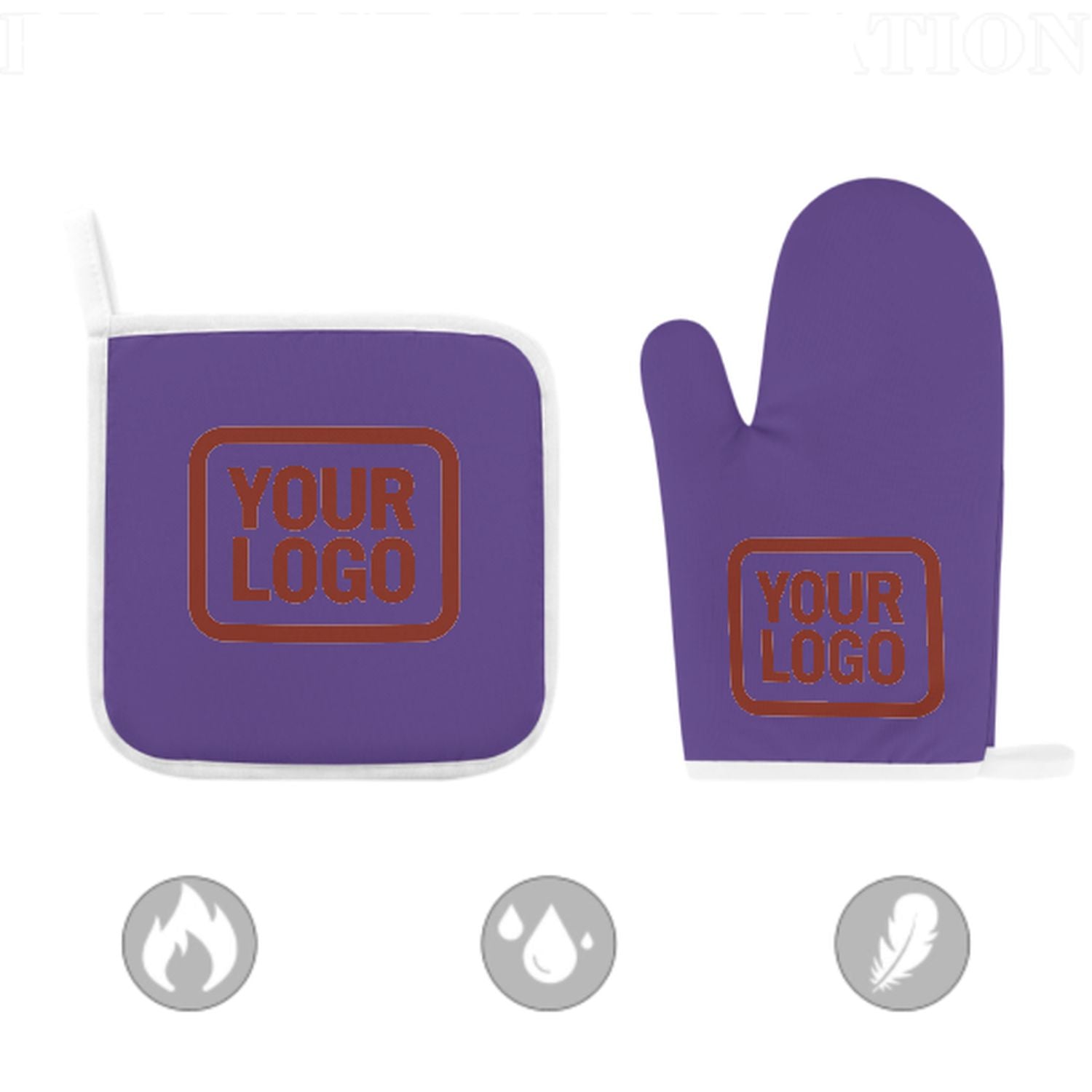 Maßgeschneidertes Lavendel  Korallenrot Topfhandschuh Set – 2-teilig