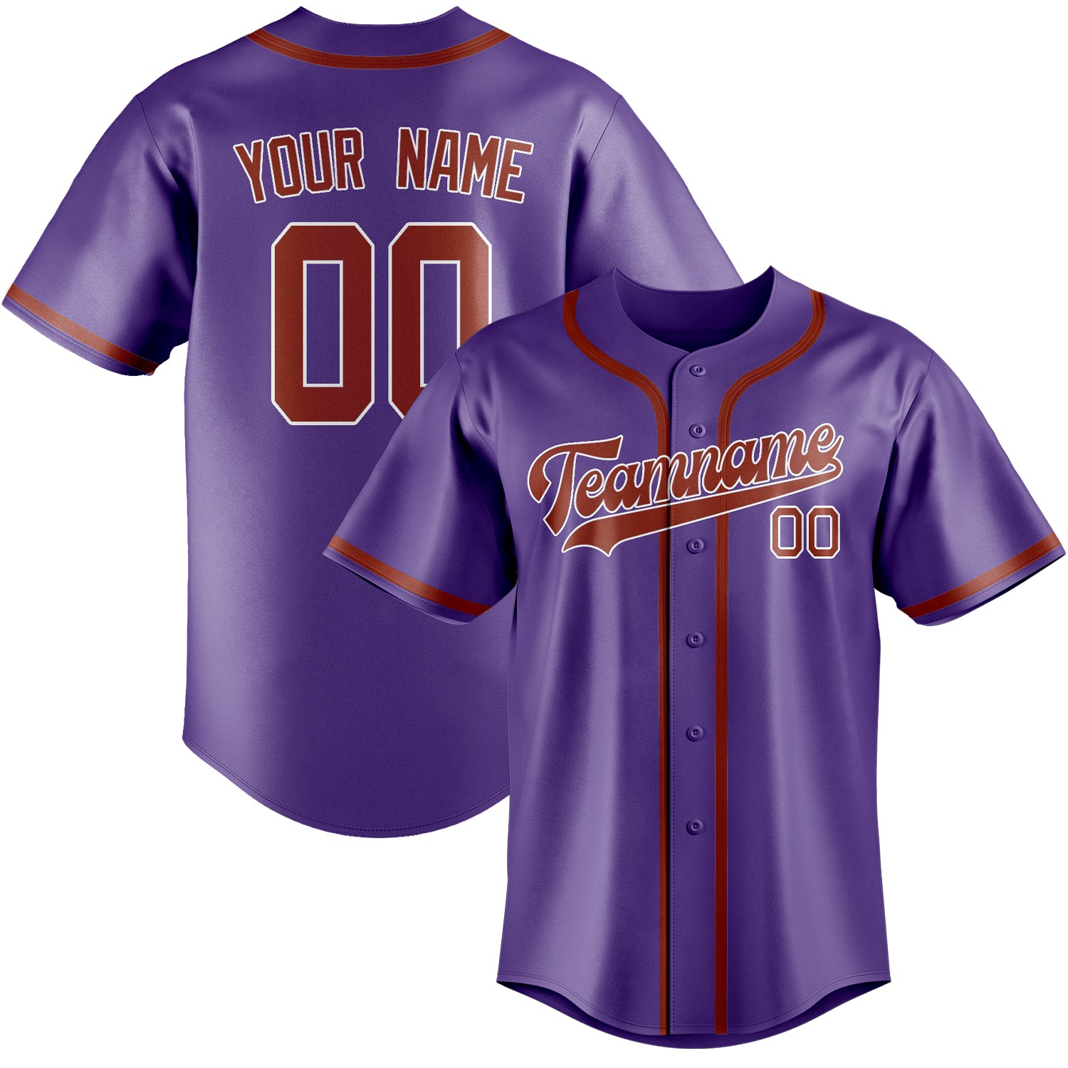 Benutzerdefiniertes Professionelles Lavendel Korallenrot Baseballtrikot