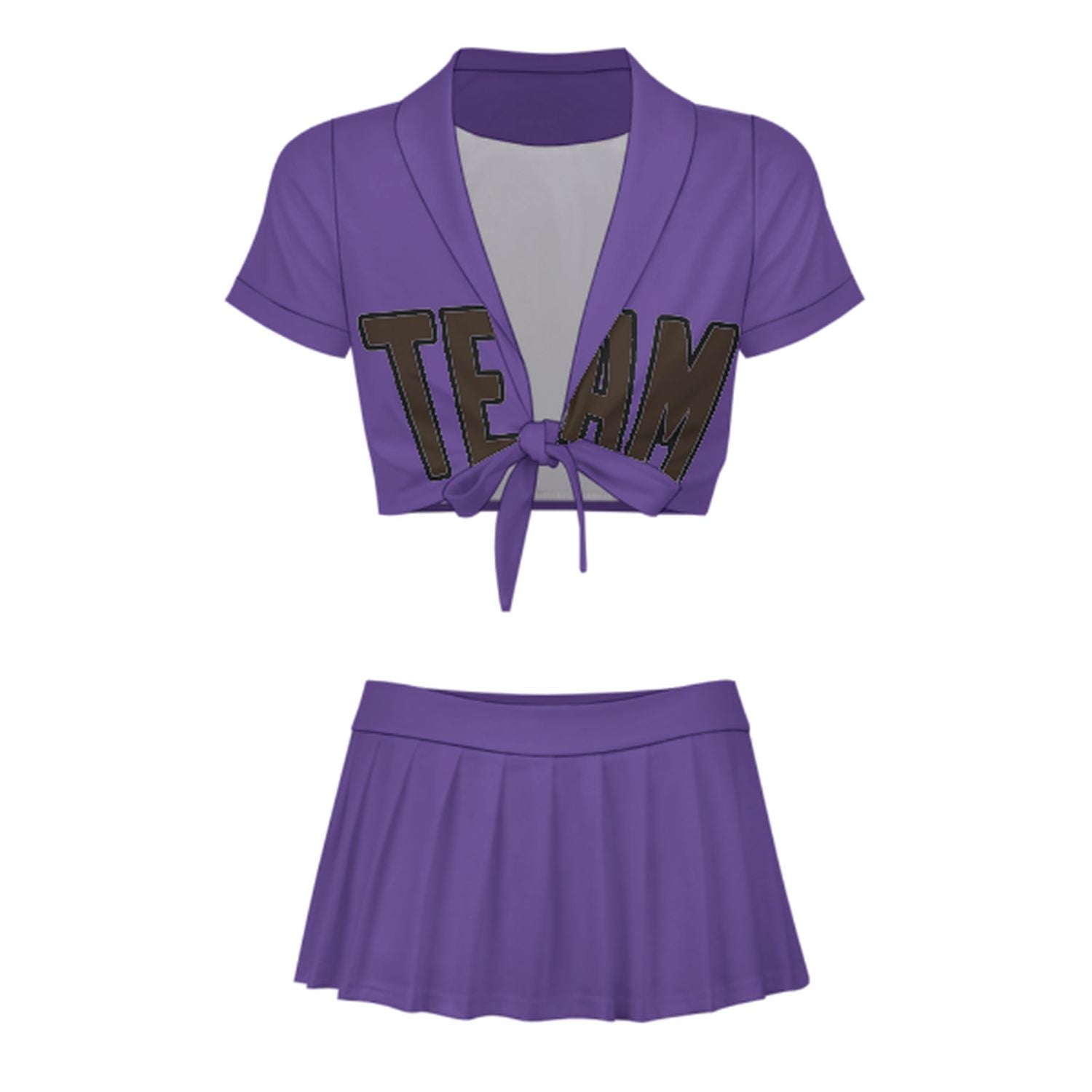 Maßgeschneidertes Lavendel Braun Cheerleader Outfit Set